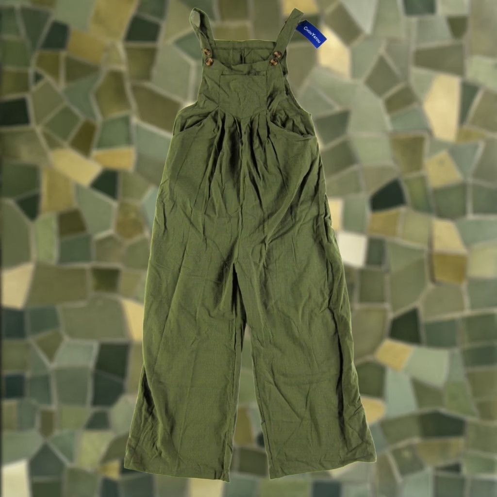 Gloverall NWT ChouYatou Cotton Army Green Pocket Wide Leg Romper Jumpsuit XS Size 26" / US 2 / IT 38 - 1 Thumbnail