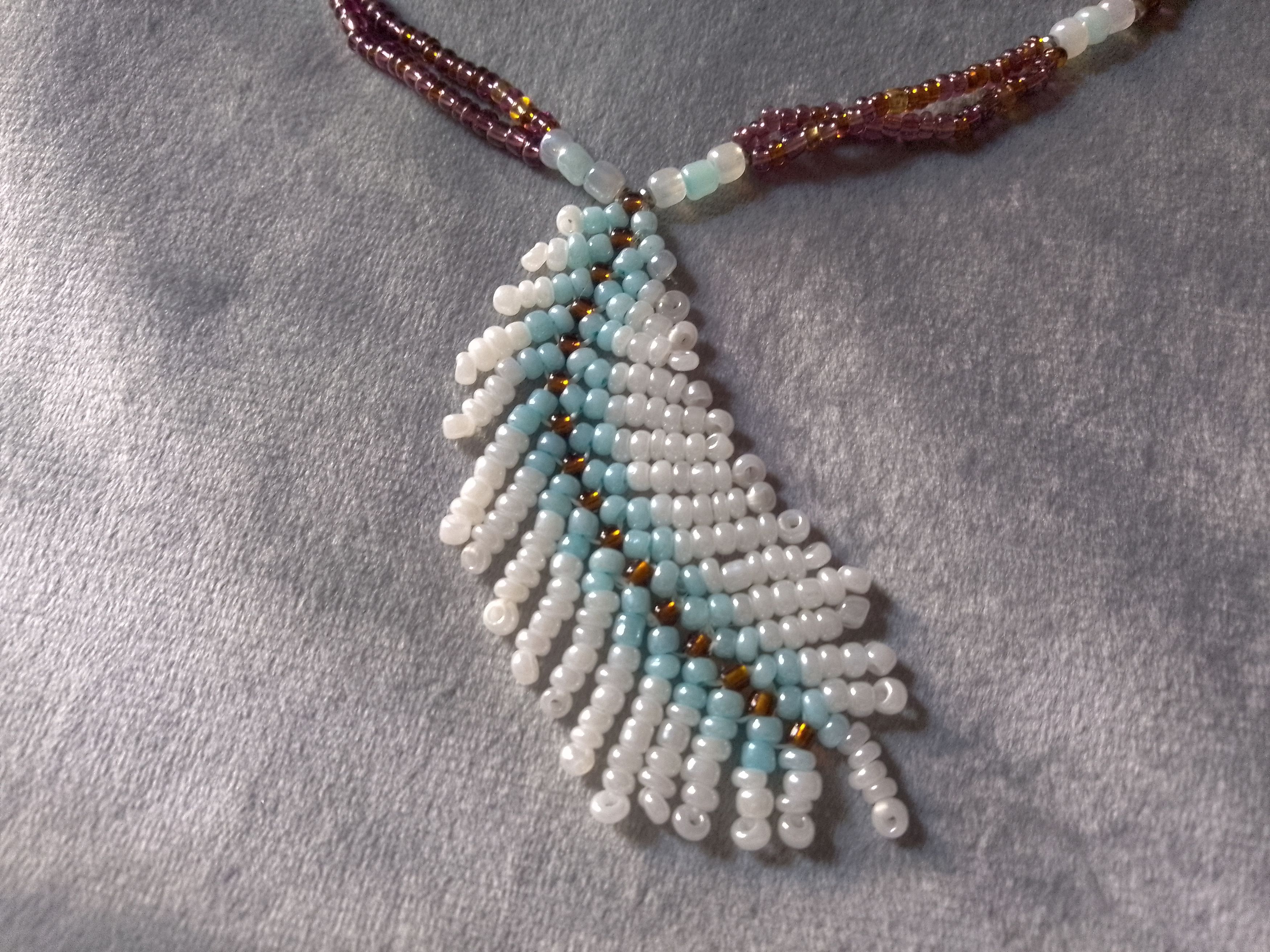 Handmade Necklace Ethnic Native Americans Pendant Beaded Feather Size ONE SIZE - 3 Thumbnail