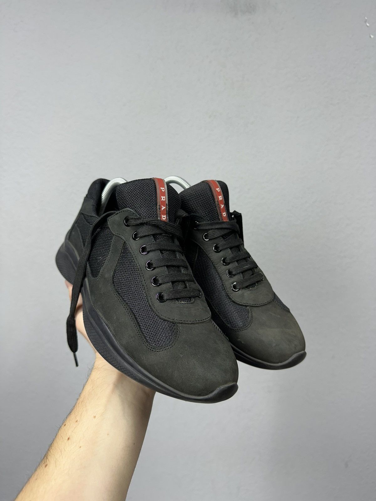 Prada Prada America's Cup Leather Low Top Sneakers Shoes Black Size US 8.5 / EU 41-42 - 2 Thumbnail