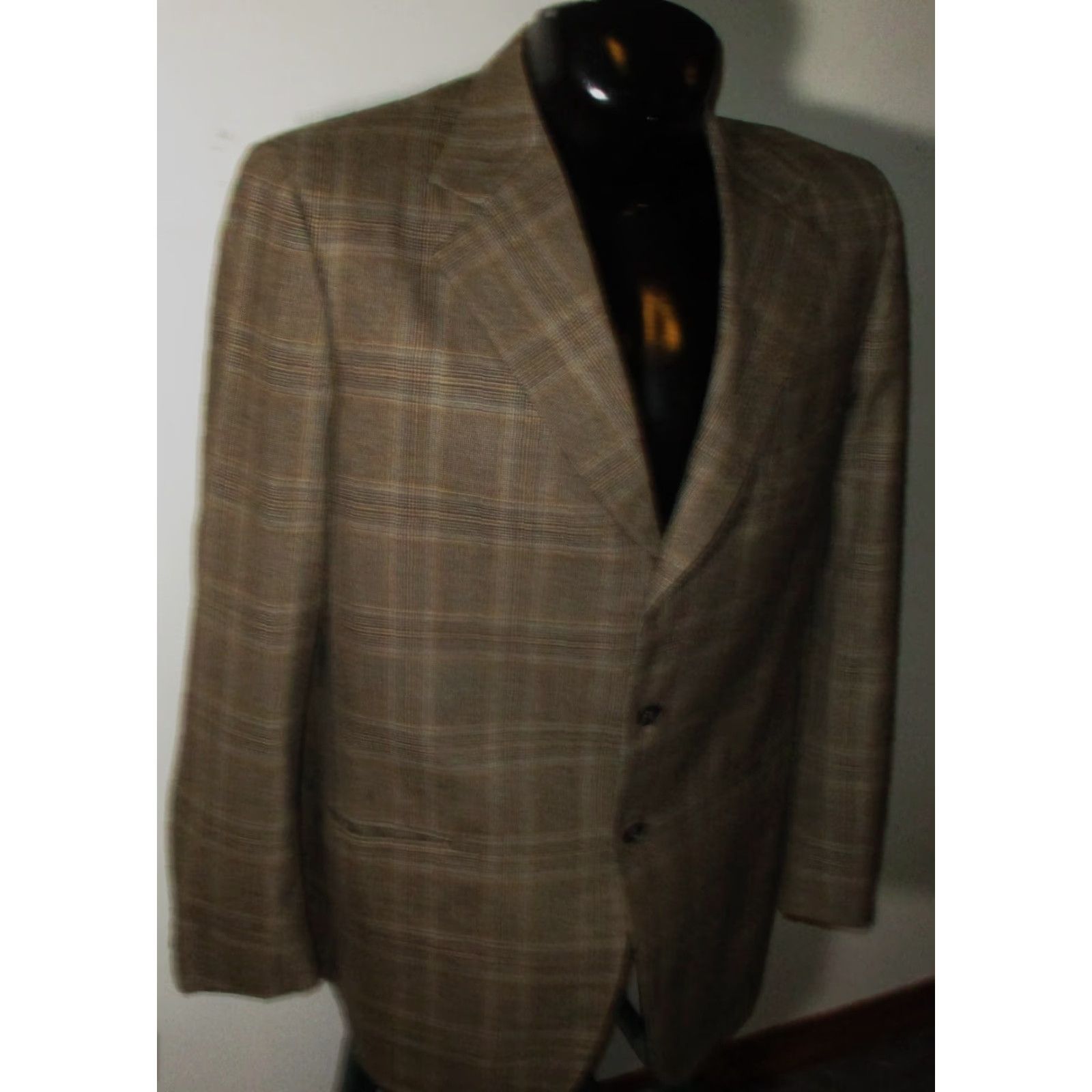 Abercrombie & Fitch ABERCROMBIE & FITCH Blazer Shirt Brown Casual Mens 42 Long Wool Three-Button Check Vintage No N/A Size 42R - 3 Thumbnail