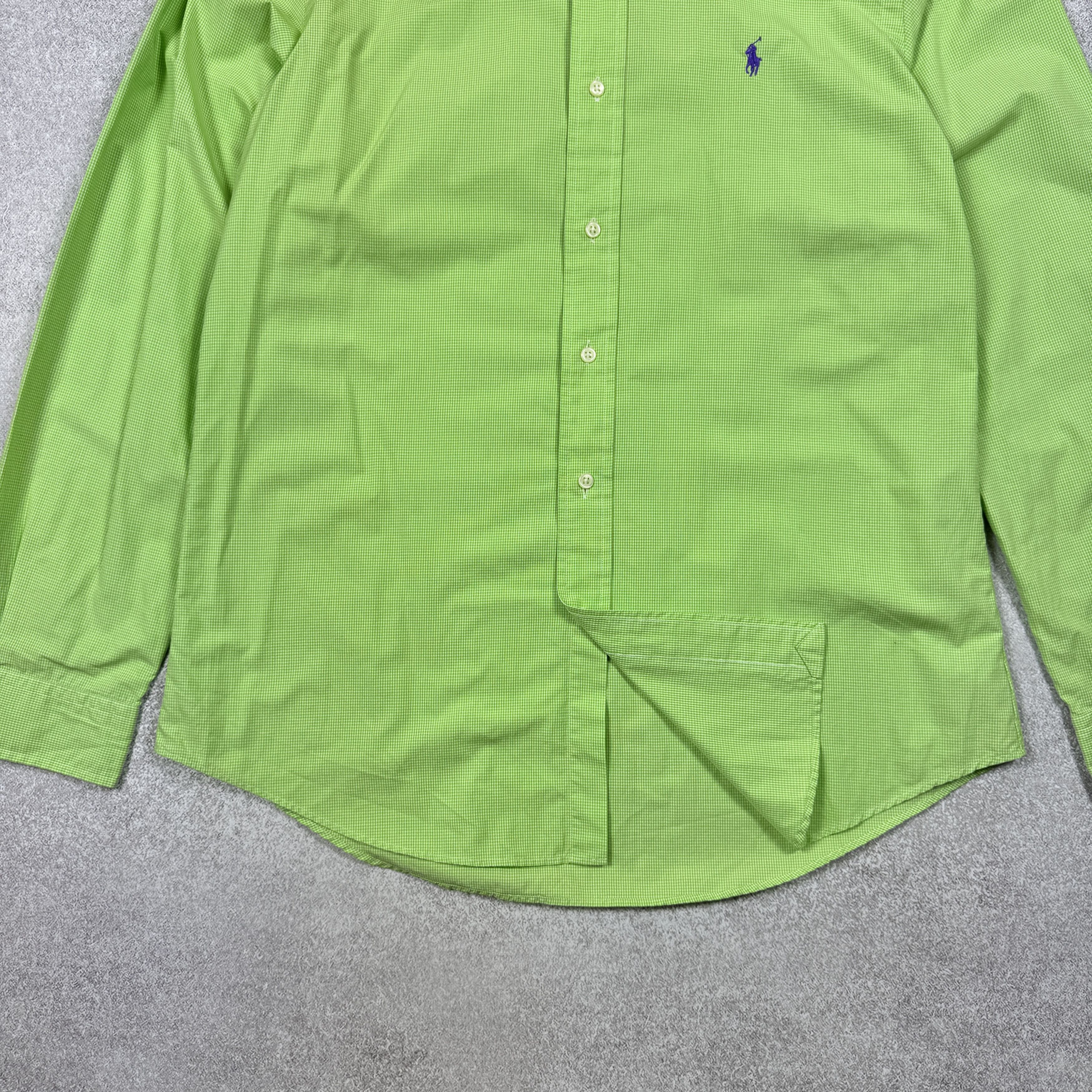 Polo Ralph Lauren Men`s Polo Ralph Lauren Green Cotton Custom Fit Shirt Size L Size US L / EU 52-54 / 3 - 3 Thumbnail