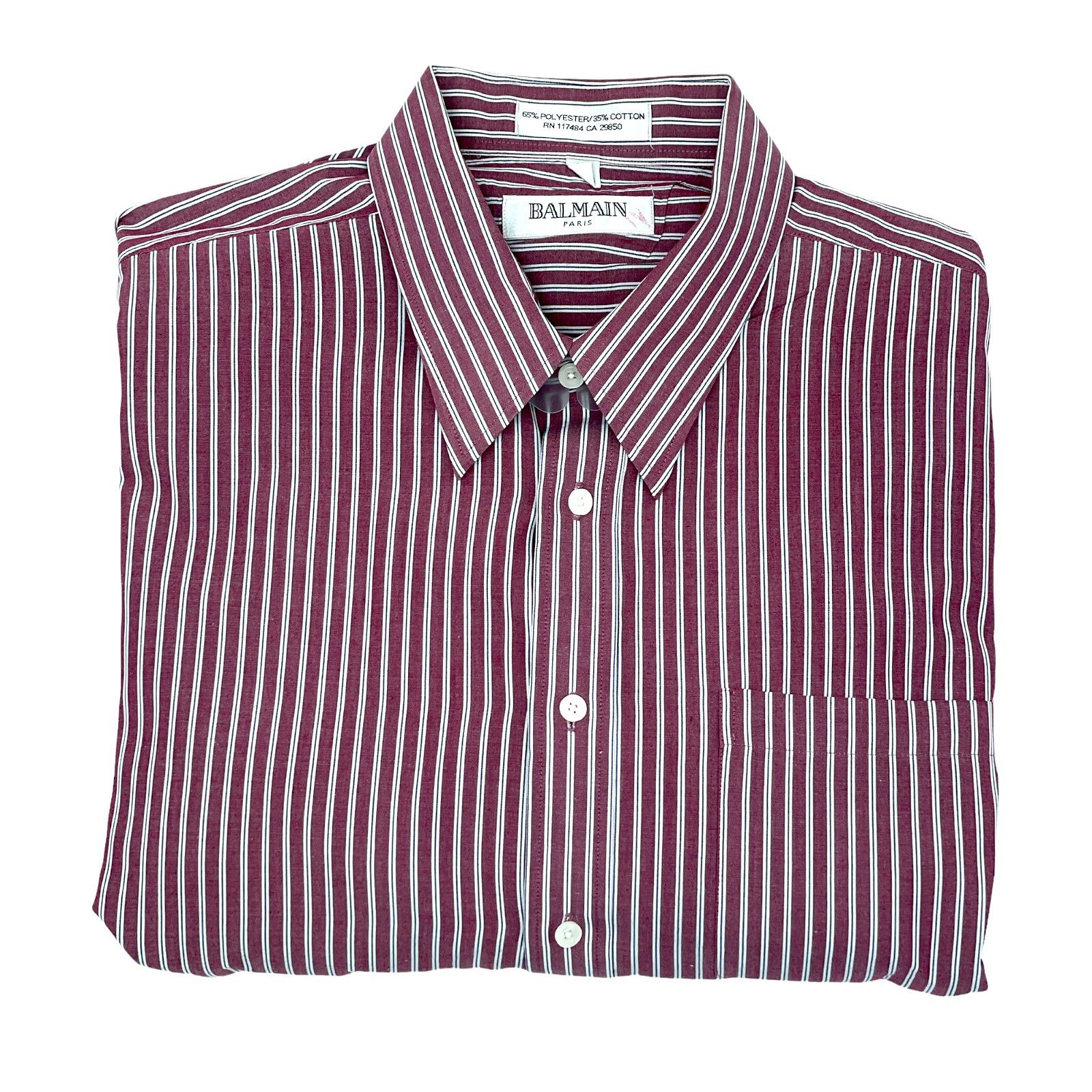Balmain 🔴 Balmain Button Down Shirt - Red/White Striped Size US XL / EU 56 / 4 - 1 Thumbnail