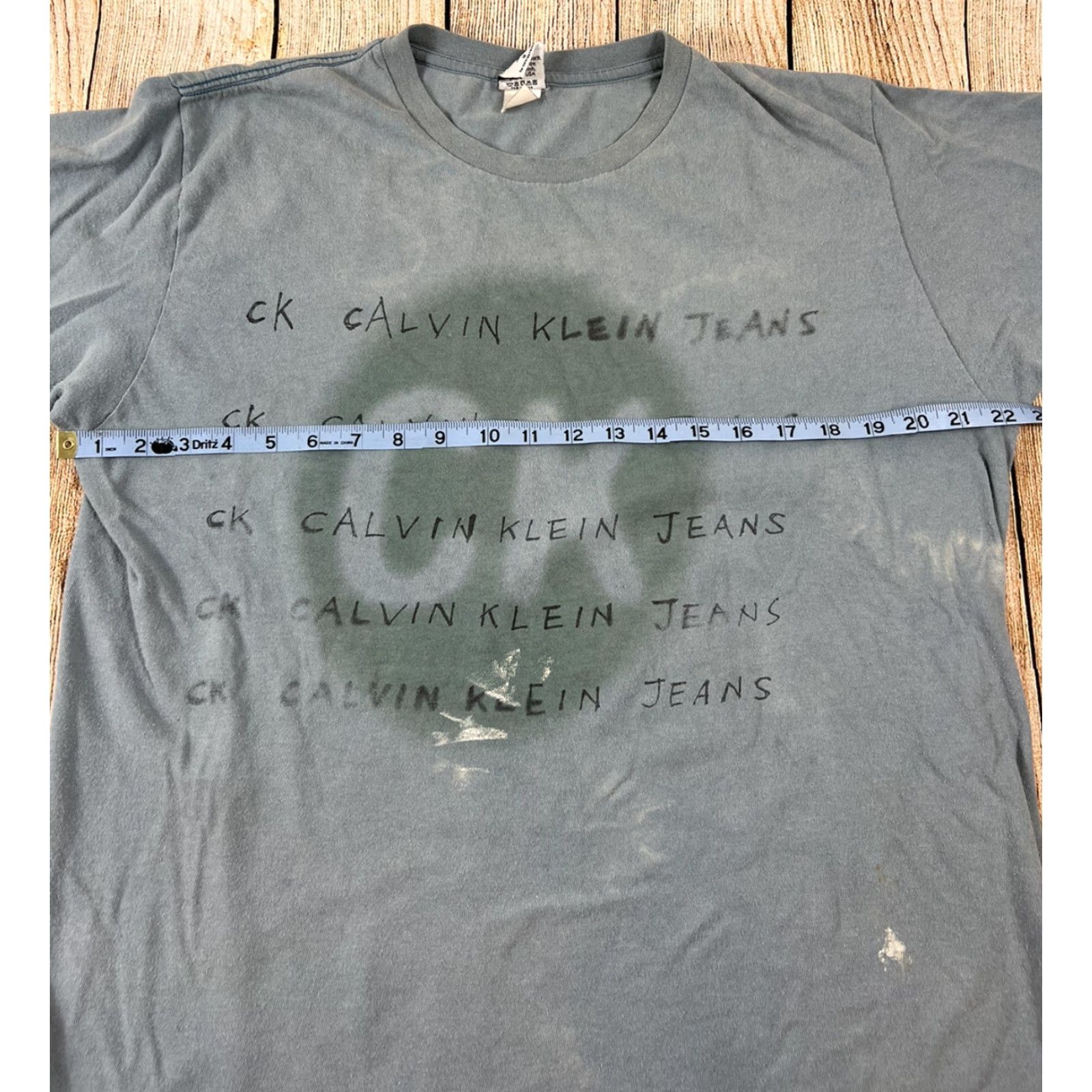 Calvin Klein VINTAGE Calvin Klein Jeans CK Vintage Blue T Shirt M Distressed Men Blue Shirt CK Vintage Distressed Mens Size US M / EU 48-50 / 2 - 5 Thumbnail