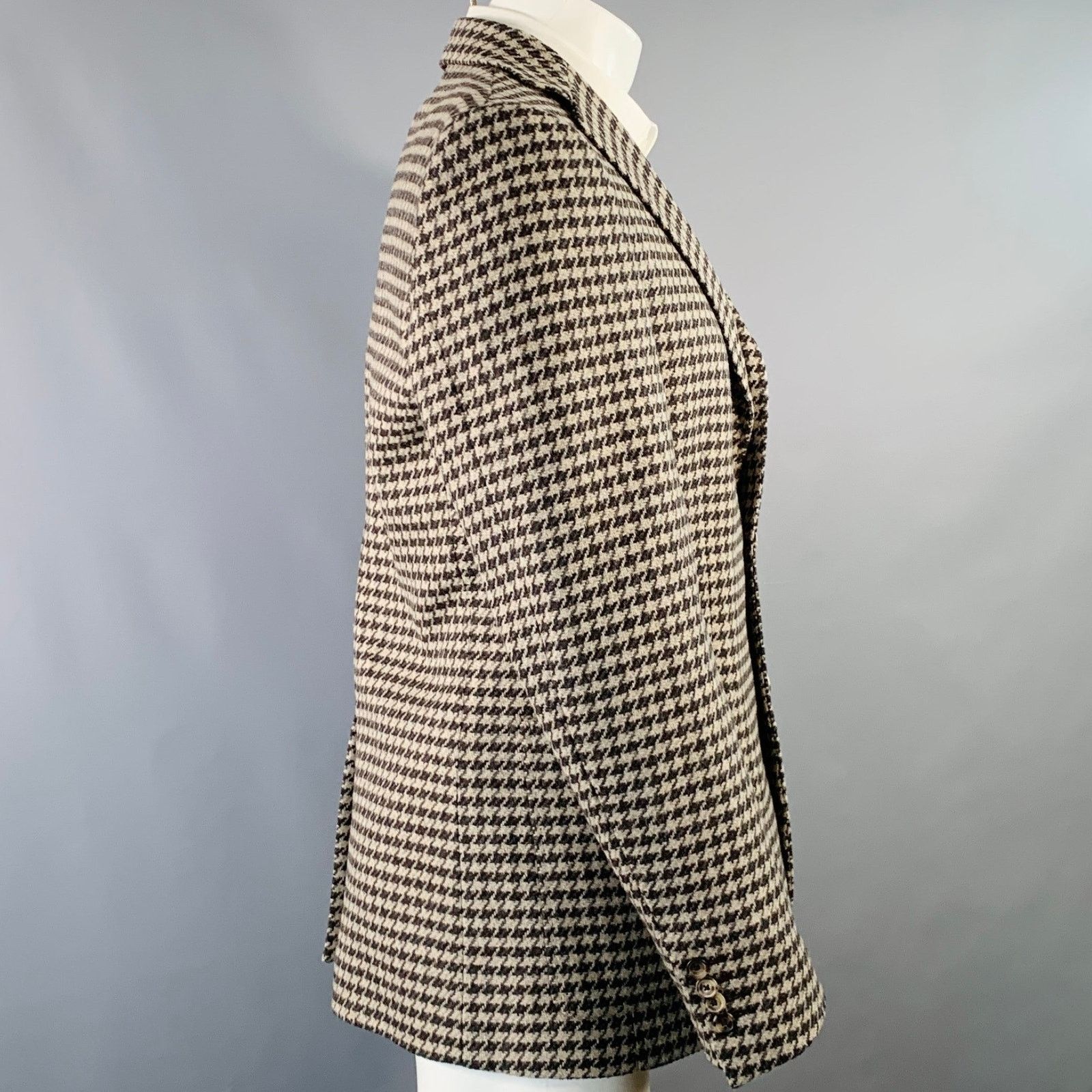 Bally BALLY Size 40 Houndstooth Wool Blend Notch Lapel Sport Coat Size 40R - 3 Thumbnail