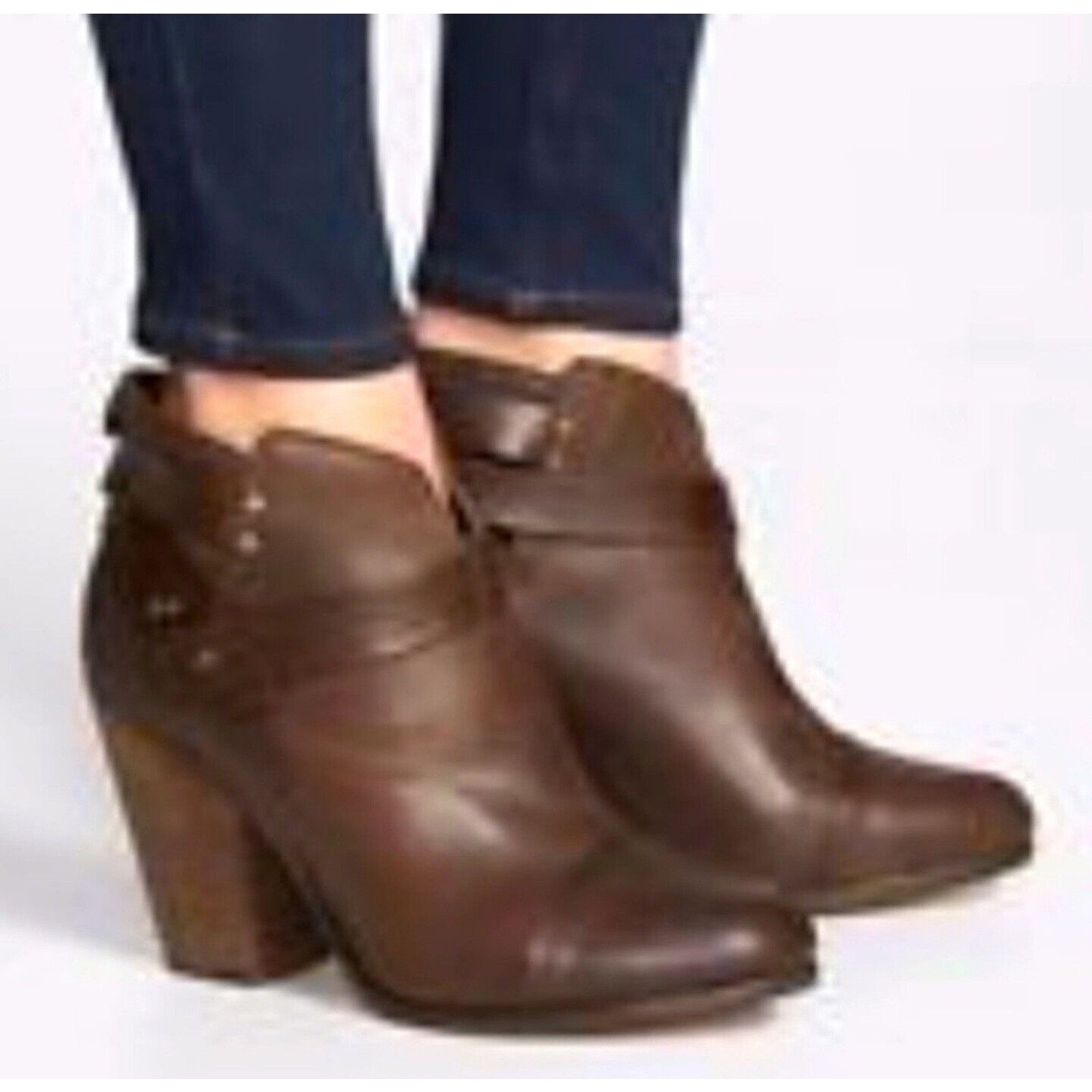 Rag & Bone Size Harrow Ankle Booties Brown StrapBlock Heel