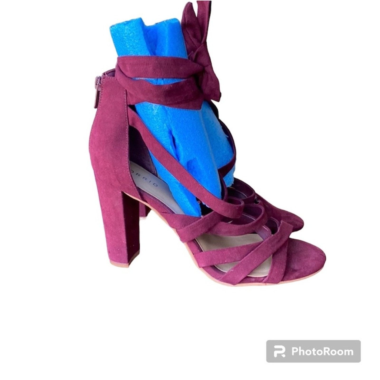 Other Torrid maroon strappy heels faux suede chunky heel sz 10.5W Size US 10.5 / IT 40.5 - 2 Thumbnail