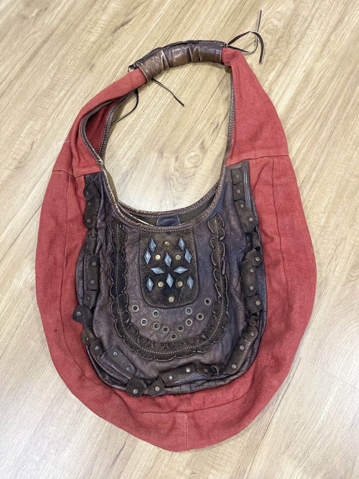 Vintage RARE ALCHIMIA ITALY CANVAS LEATHER CRAFTS HANDMADE SLING BAG Size ONE SIZE - 1 Thumbnail
