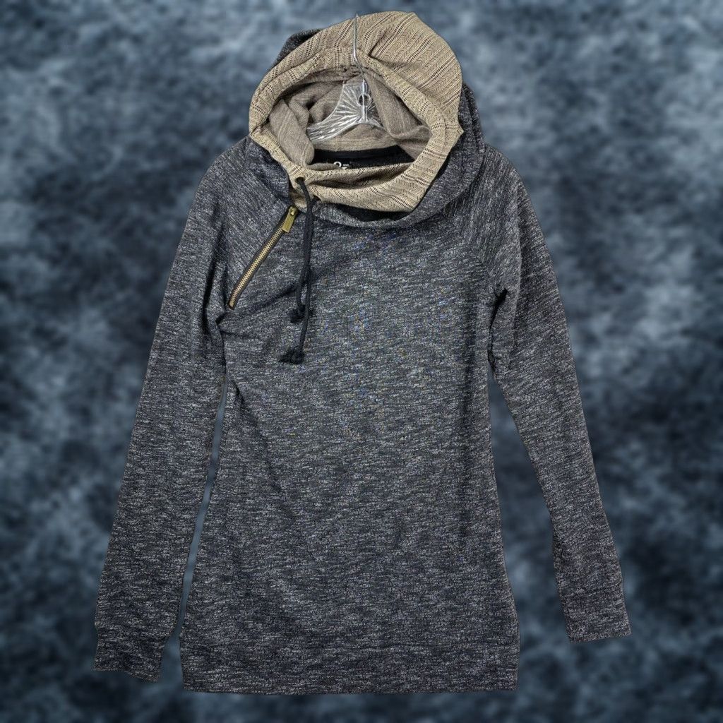 Avenue Ampersand Avenue Hoodie Womens S Black Aztec Double Hood Long Sleeve Sweatshirt Size S / US 4 / IT 40 - 1 Thumbnail
