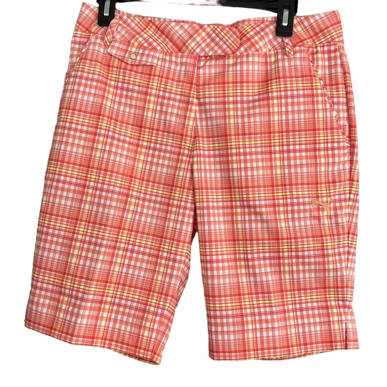 Puma Puma Golf Women's Size 8 Plaid Bermuda Shorts Coral Drycell Size 30" / US 8 / IT 44 - 1 Thumbnail