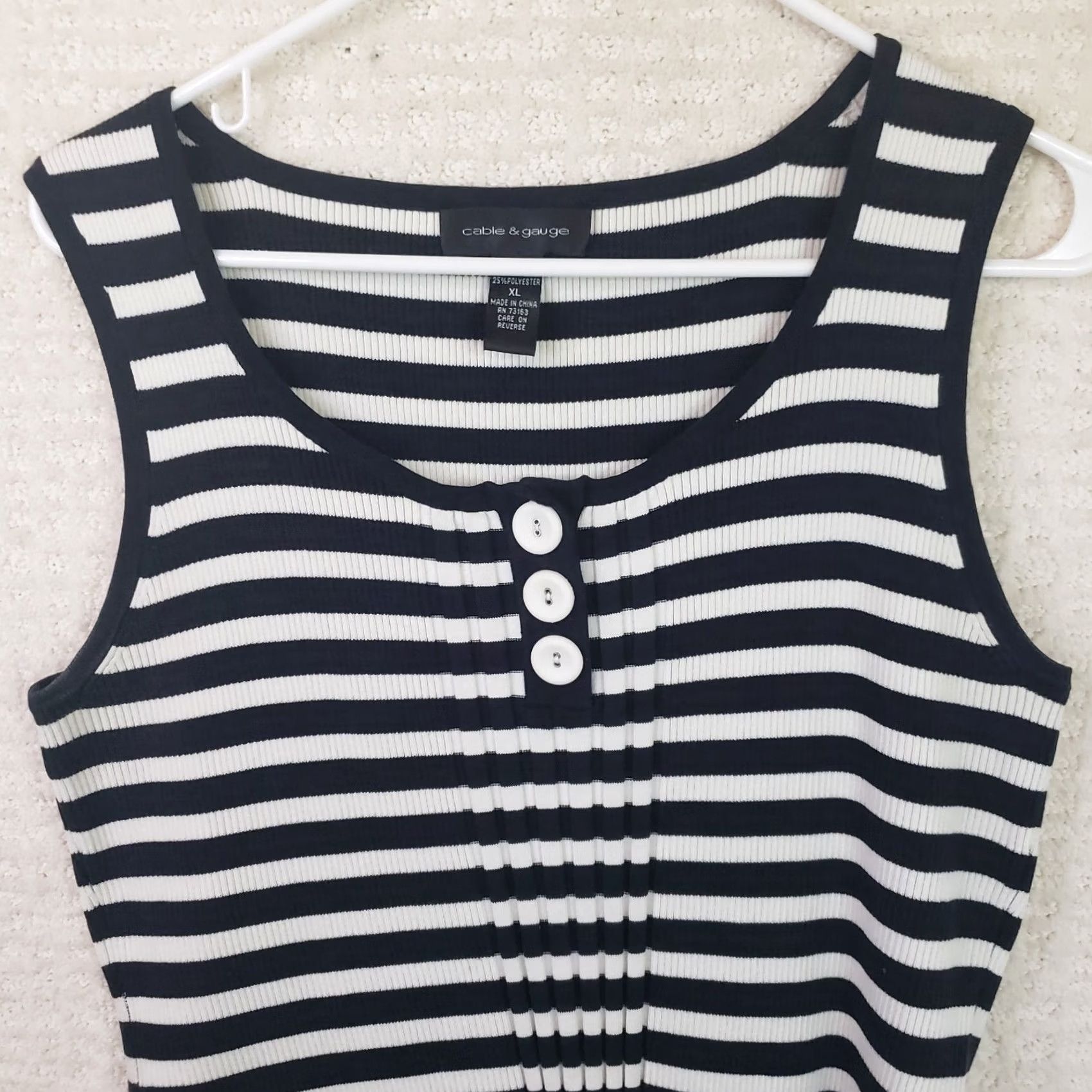 Vintage Cable & Gauge 2-Piece Set Black White Stripe Sleeveless Top Sweater XL Women Men? Size XL / US 12-14 / IT 48-50 - 5 Thumbnail