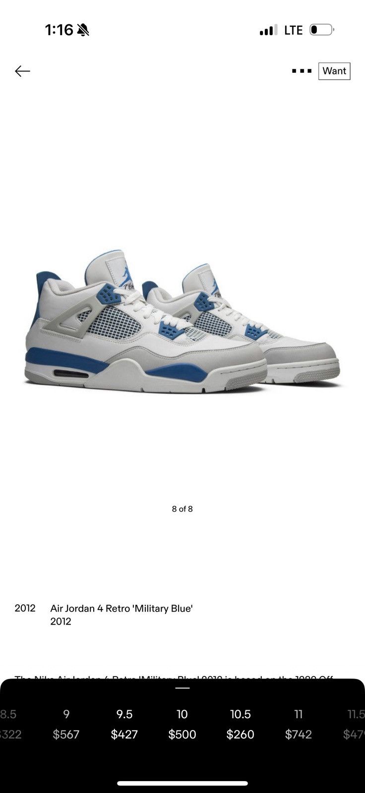 Jordan Brand Air jordan 4 military blue (2012) Size US 10 / EU 43 - 9 Thumbnail