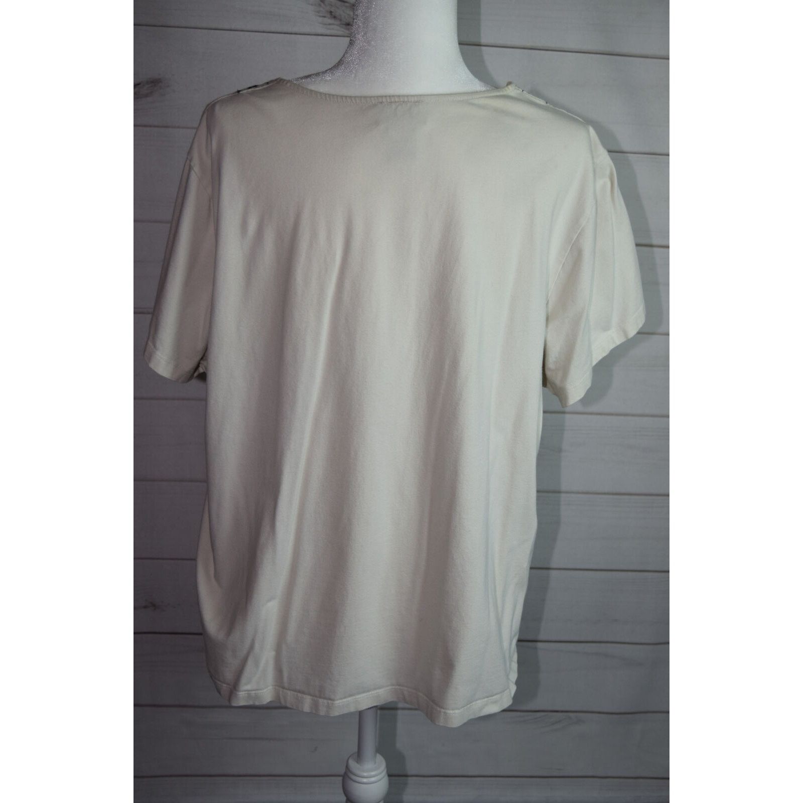 Vintage Choices Woman Embroidered Beaded V-Neck SS Cotton Top SZ 2X Size XXL / US 16-18 / IT 52-54 - 5 Thumbnail