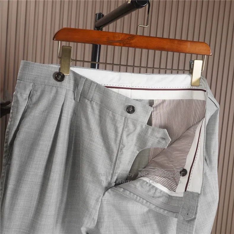 Brunello Cucinelli Brunello Cucinelli Light Gray Fine Wool Pants Size US 38 / EU 54 - 4 Thumbnail