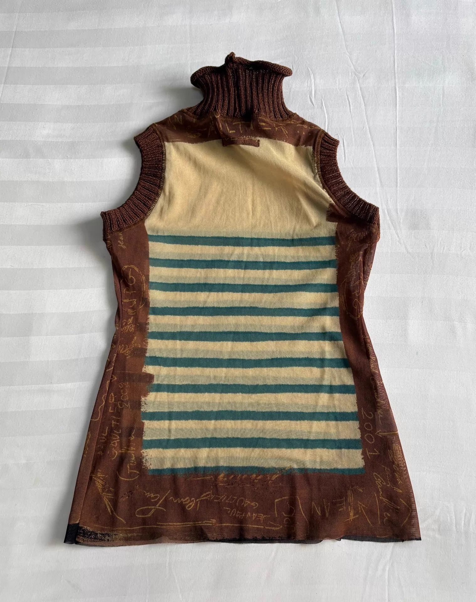 Jean Paul Gaultier JPG vintage knit mesh panel vest 2001 graffiti Size S / US 4 / IT 40 - 3 Thumbnail