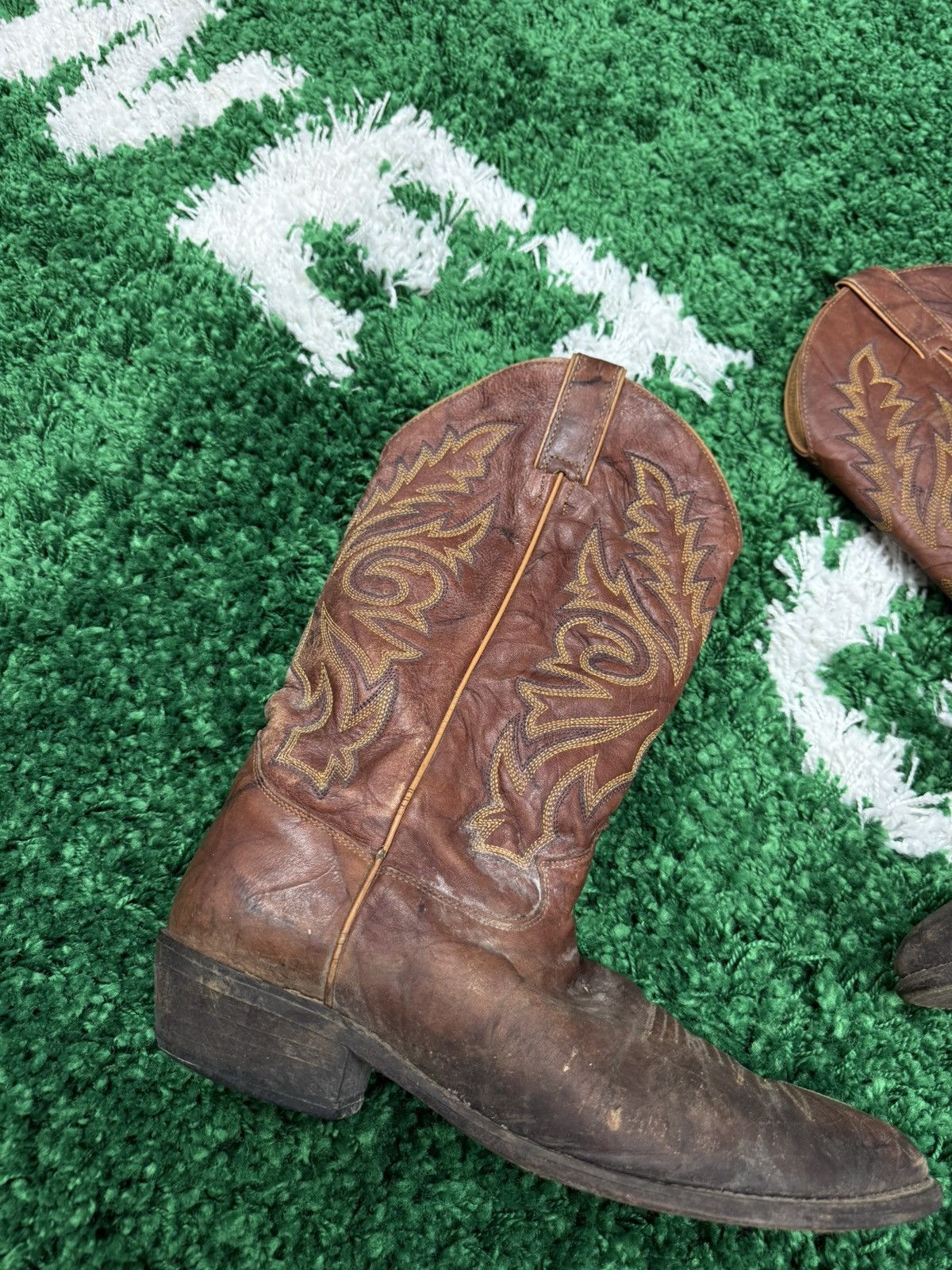 Cowboy Equipment Vintage Brown Leather Justin Cowboy Boots 10 Size US 10 / EU 43 - 7 Thumbnail