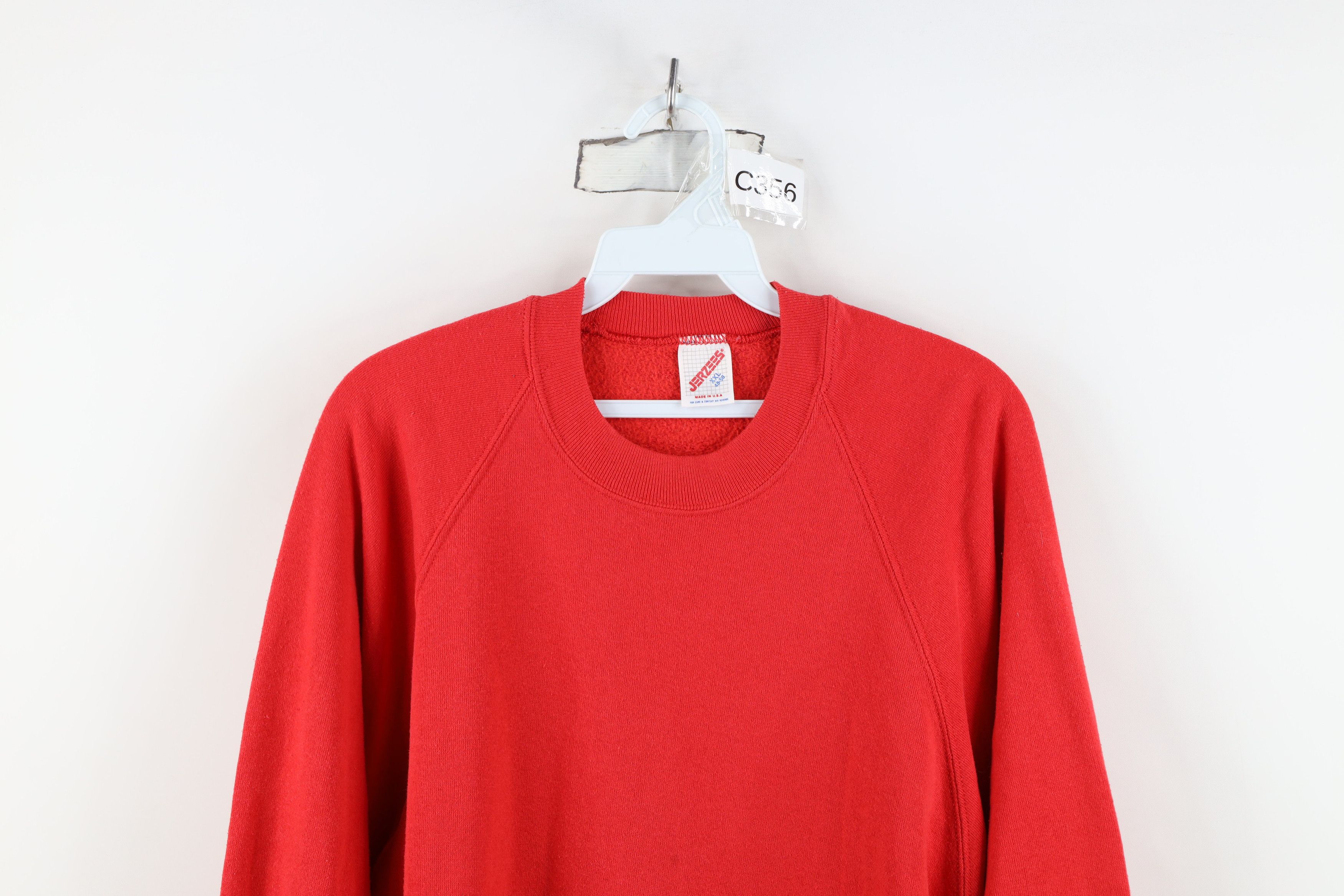 Vintage Vintage 90s Streetwear Blank Crewneck Sweatshirt Red USA Size US XXL / EU 58 / 5 - 2 Thumbnail