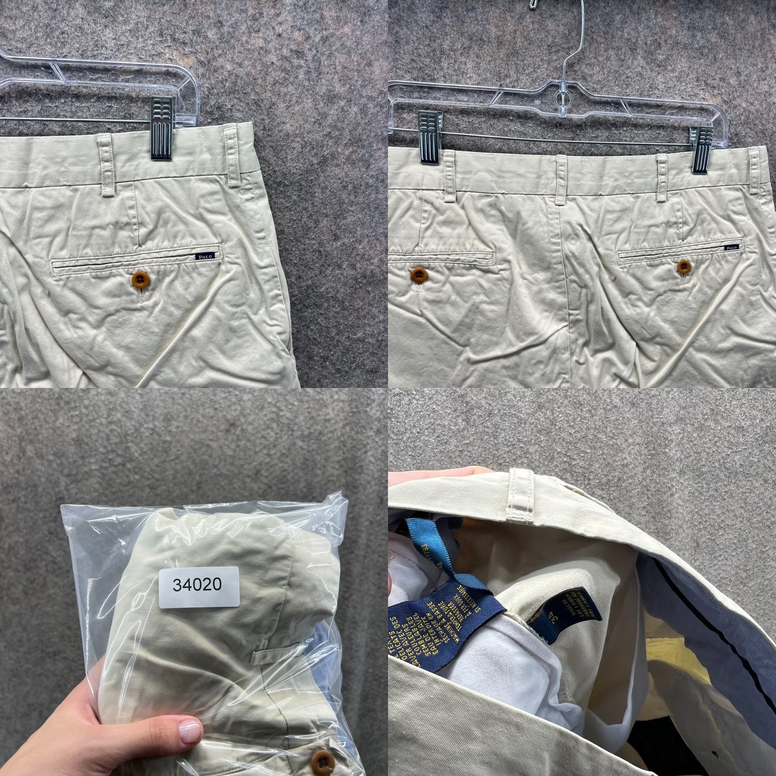 Polo Ralph Lauren VINTAGE Polo Ralph Lauren Shorts Mens 34 Khaki Chino Flat Front Classic Fit Canvas Tan Beige Pocket Pockets 8in Inseam Summer Mens Size US S / EU 44-46 / 1 - 8 Thumbnail