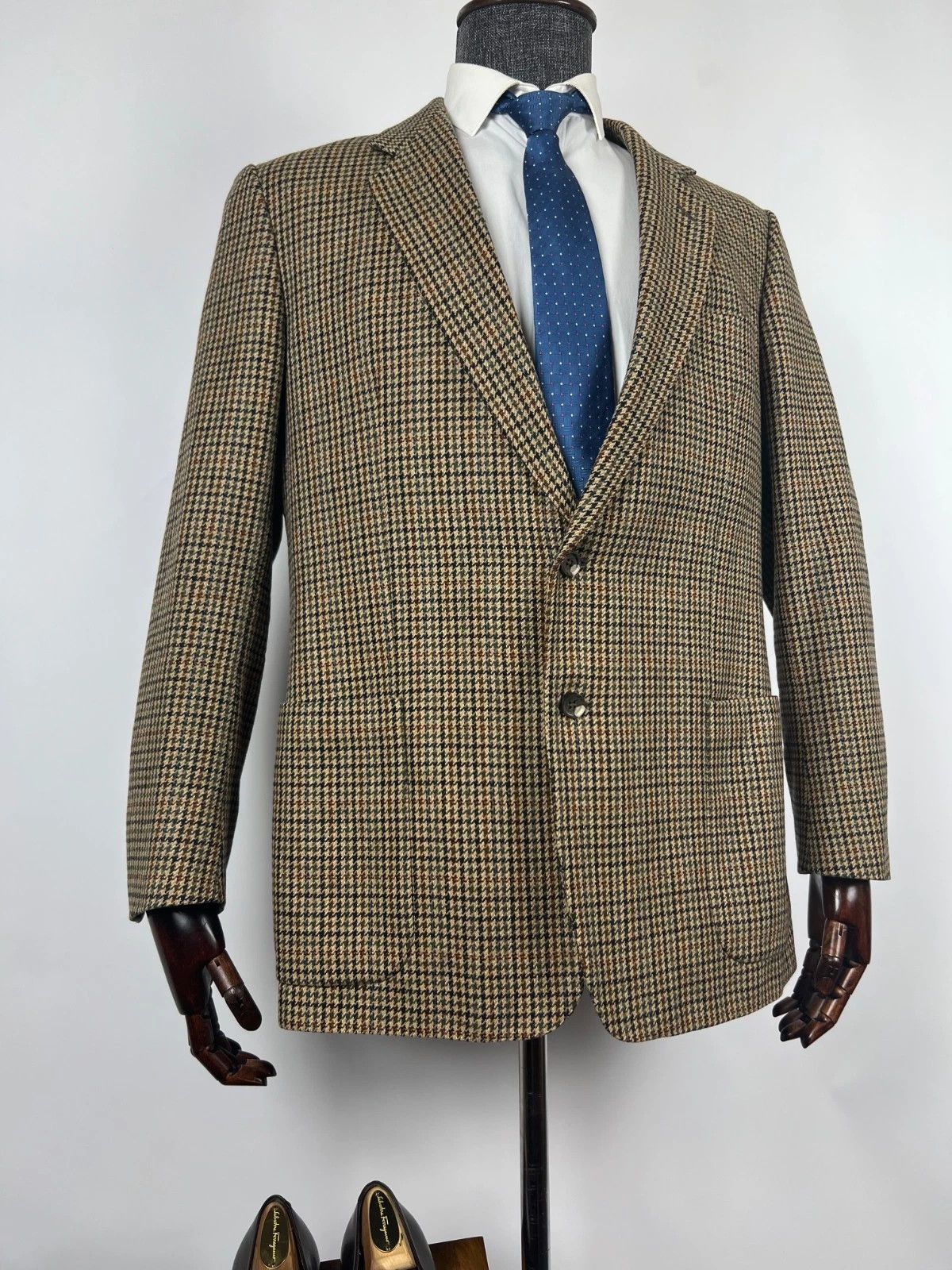 Burberry Burberrys Multicolor Houndstooth Wool Cashmere Blazer Jacket Size 46R - 3 Thumbnail