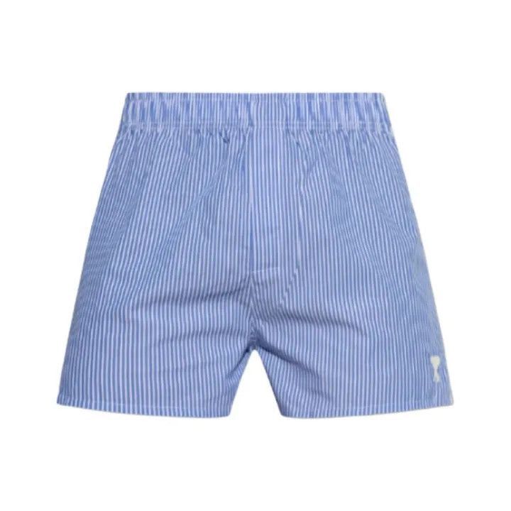 AMI AMIPARIS Blue Striped Casual Shorts for Men -2507 Size US 34 / EU 50 - 1 Thumbnail