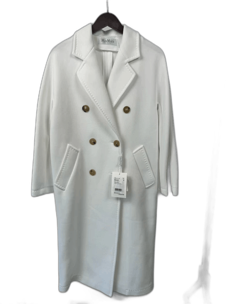 Max Mara Maxmara Double-Breasted Wool Coat in White Size US M / EU 48-50 / 2 - 1 Thumbnail