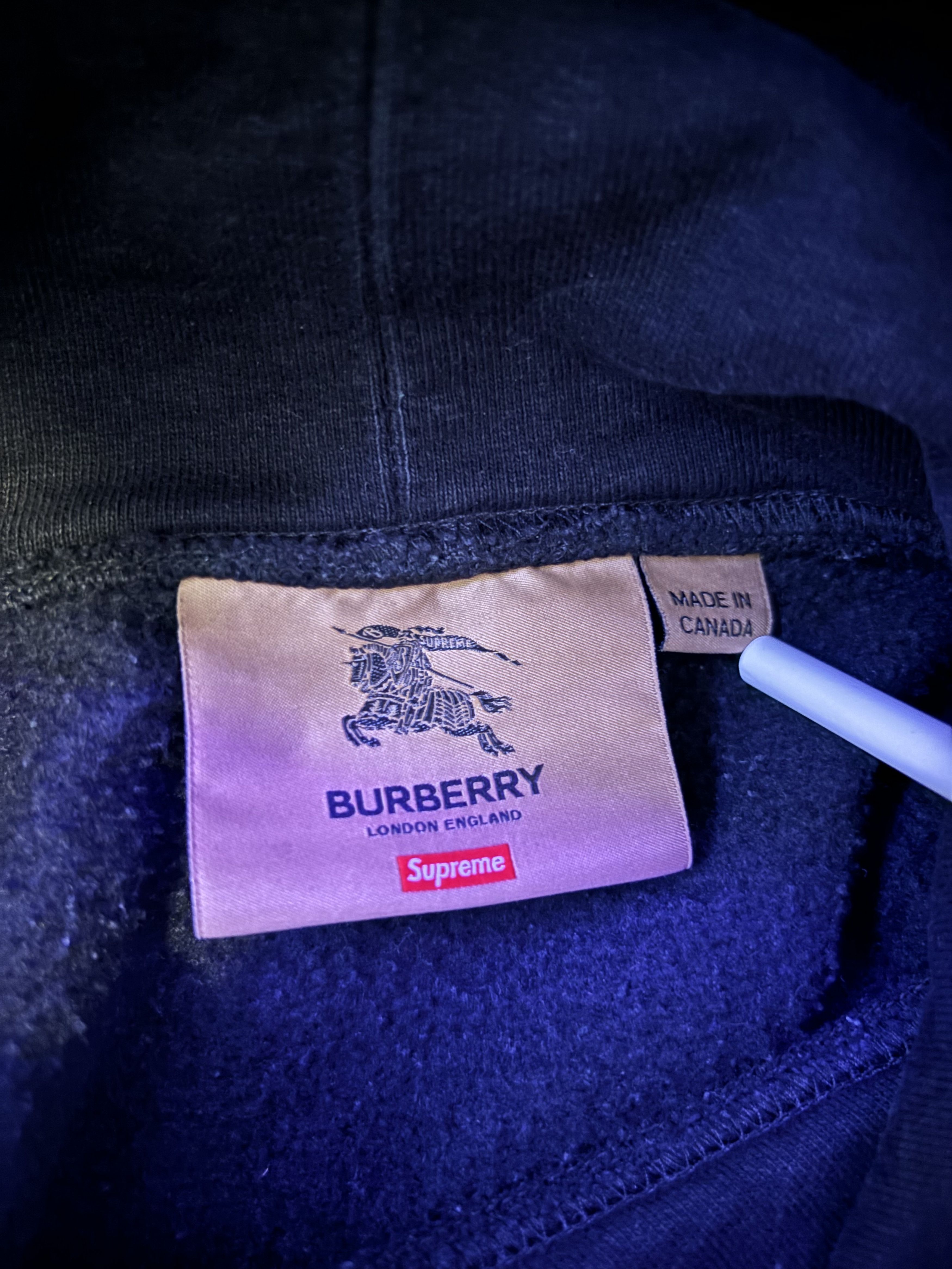 Burberry × Supreme Supreme x Burberry Box Logo Hooded Sweatshirt 'Black' Size US M / EU 48-50 / 2 - 7 Thumbnail