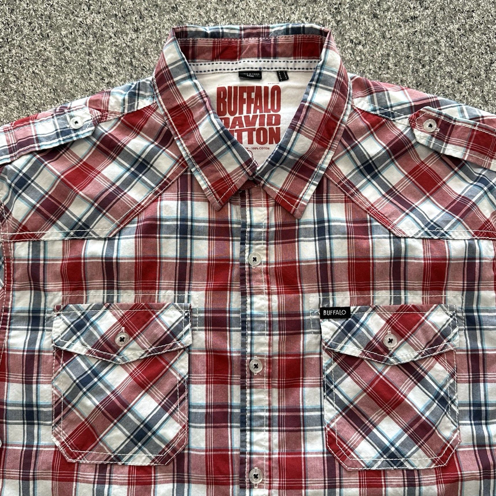 Buffalo David Bitton Buffalo David Bitton Button-Up Shirt Mens L Red Plaid Cotton Short Sleeve Size US L / EU 52-54 / 3 - 2 Thumbnail