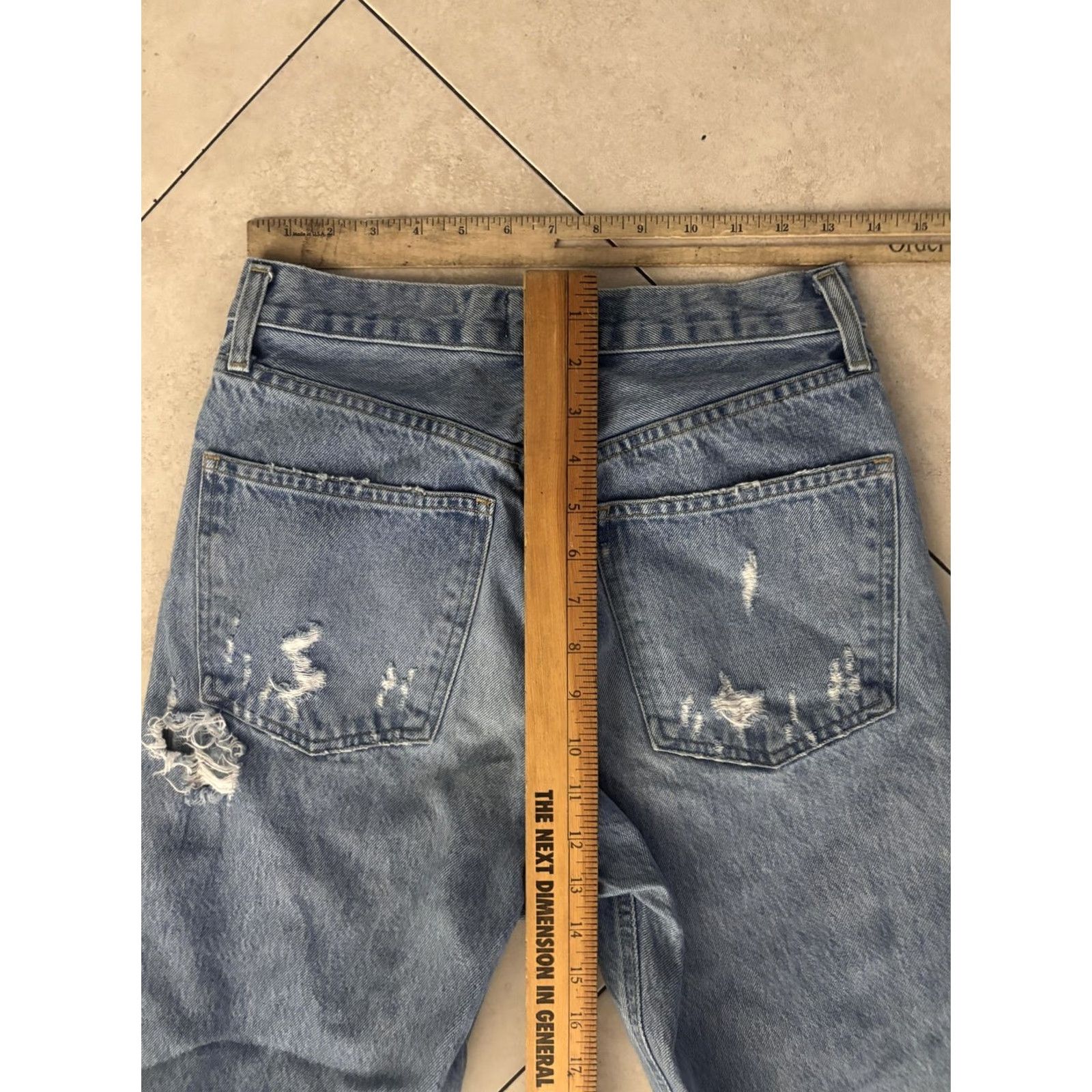 Agolde AGOLDE Jeans Womens 27 Distressed High Rise Relaxed Fit Cropped Denim Ripped Jeans Size 29" - 7 Thumbnail