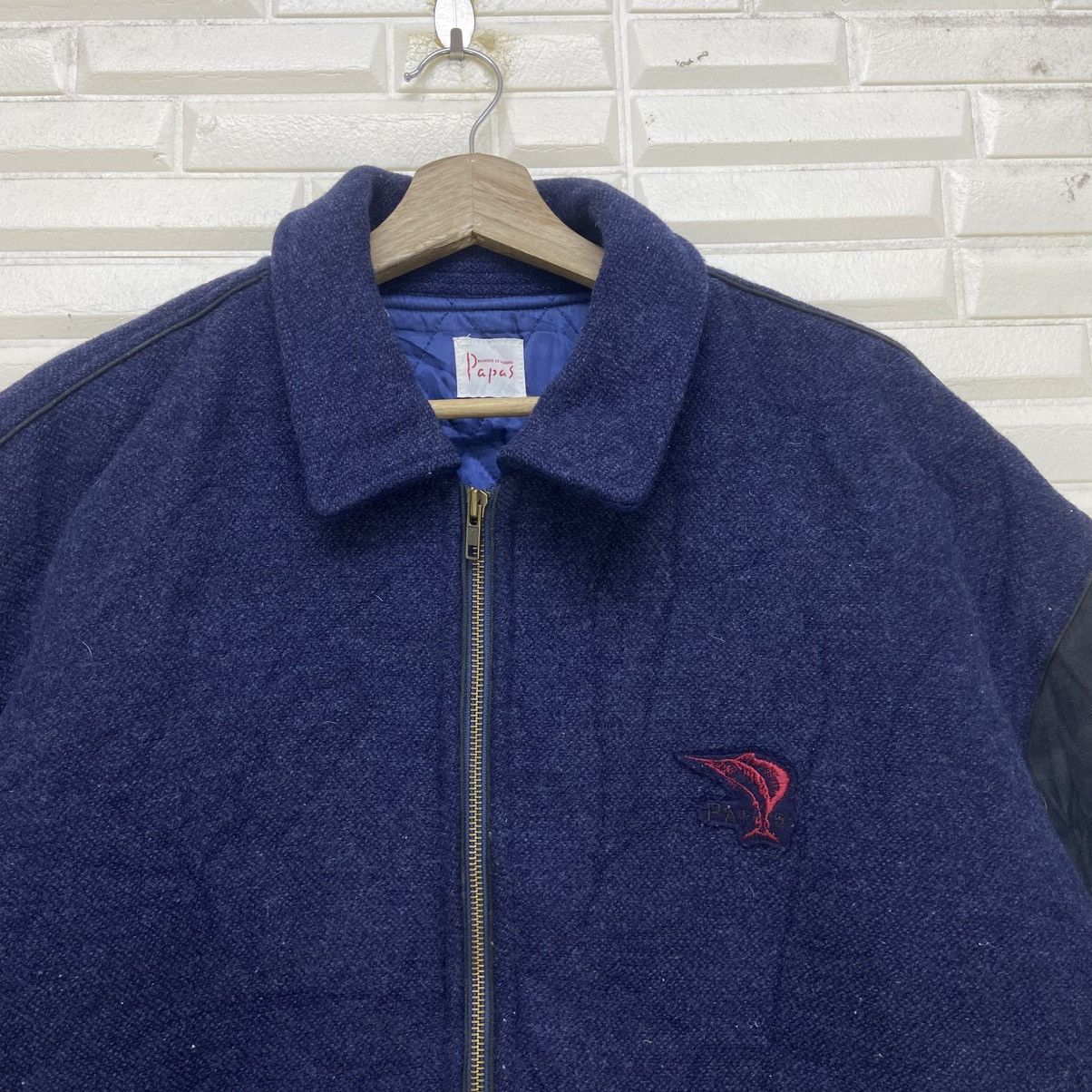 Japanese Brand Vintage 80s Papas Sport 35 Big Logo Sheepskin Sleeve Varsity Size US L / EU 52-54 / 3 - 4 Thumbnail