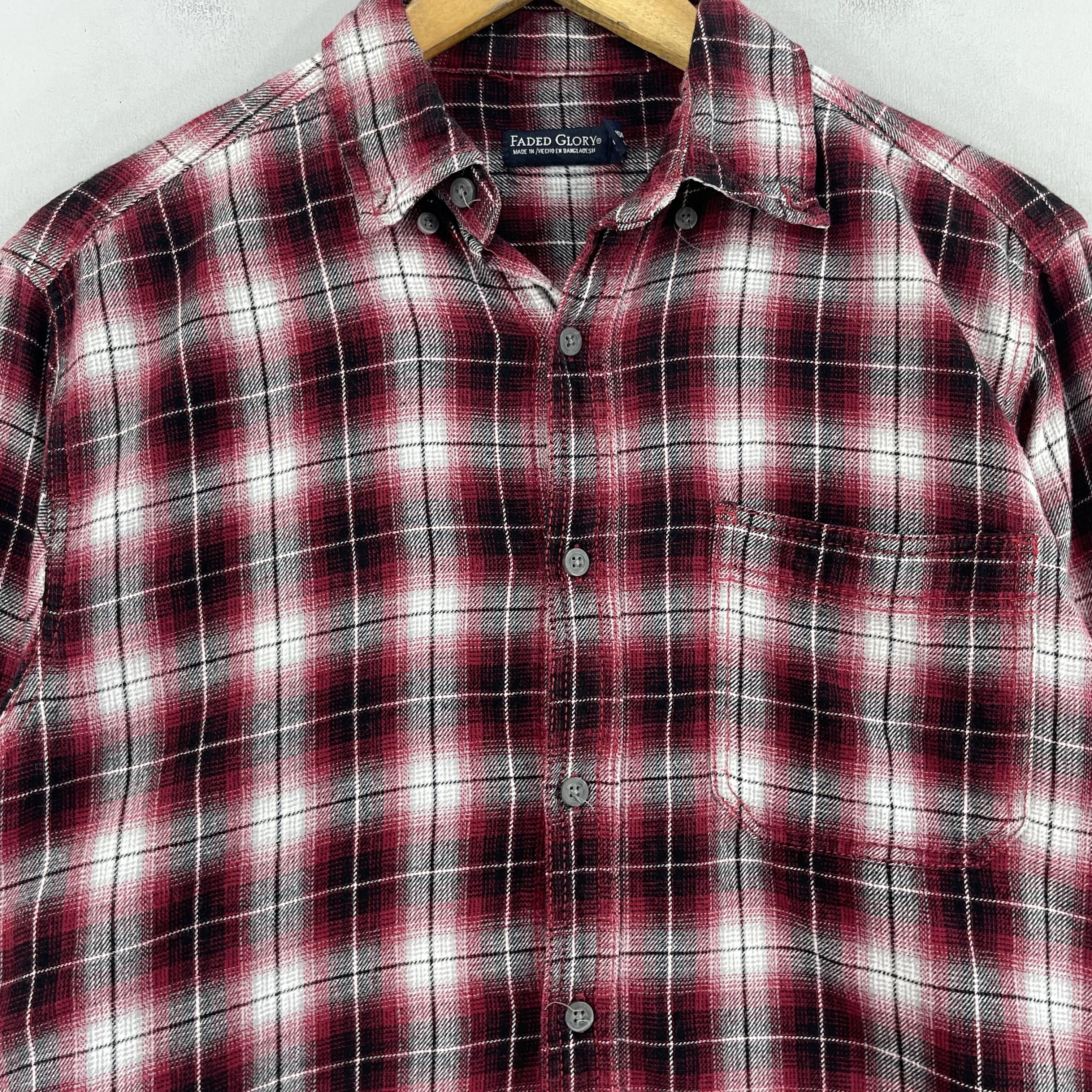 Flannel × Japanese Brand FADED GRLORY Plaid Checkered Shadow Red Button Up Flannel Size US S / EU 44-46 / 1 - 2 Thumbnail