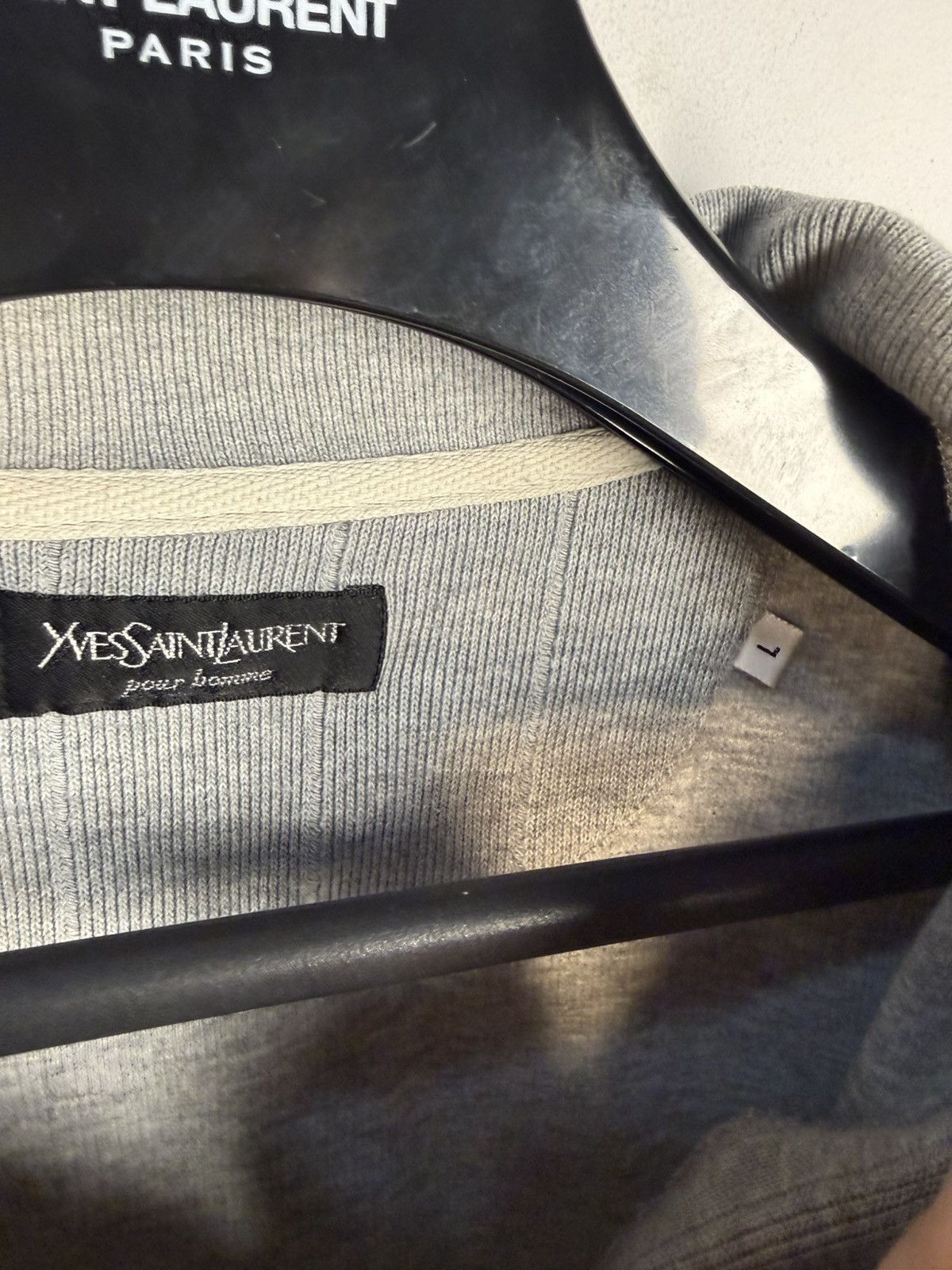 Yves Saint Laurent 90s YSL Sweatshirt 1/4 Quarter Zip Grey Vintage Sweater Size US L / EU 52-54 / 3 - 10 Thumbnail