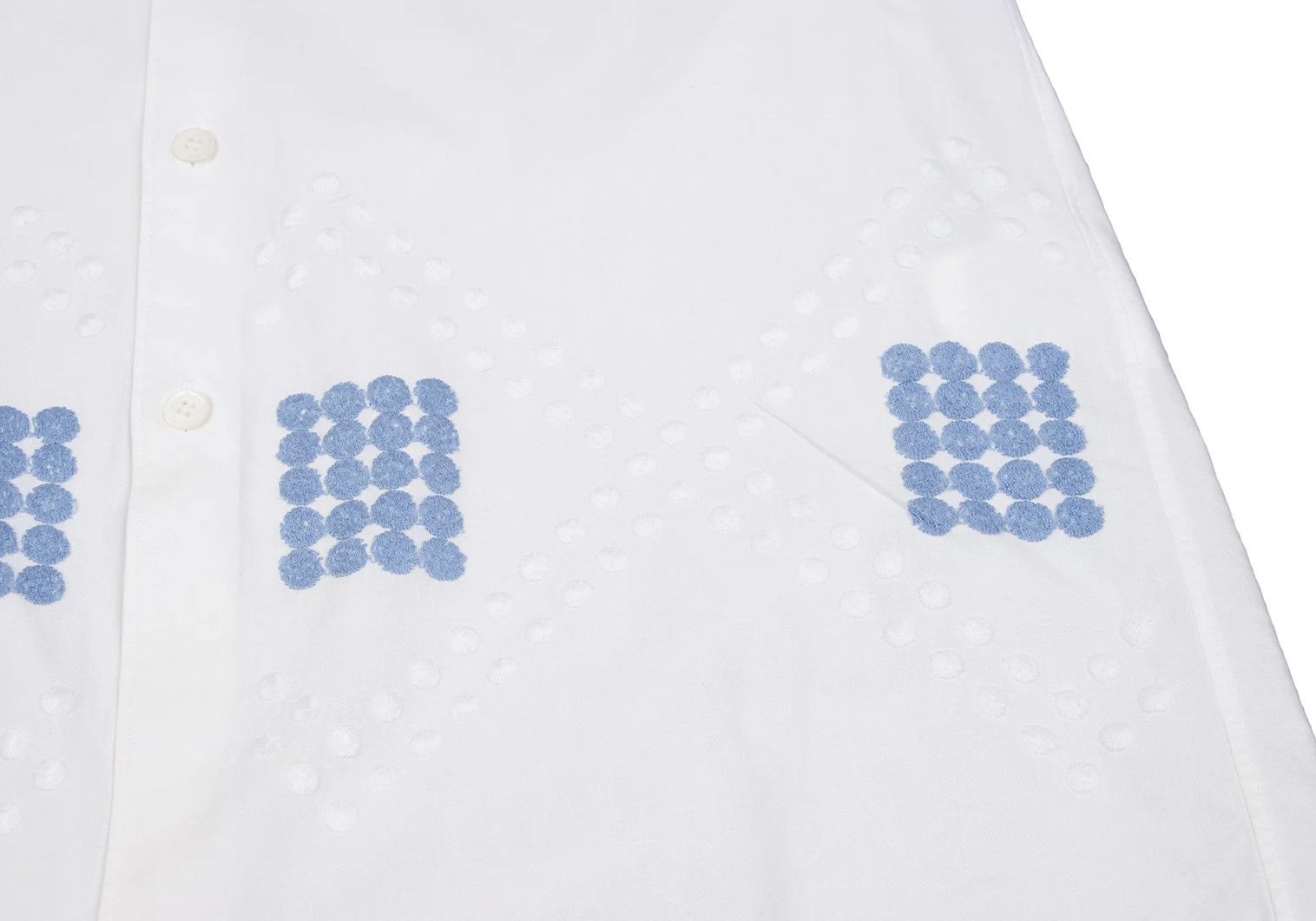 Comme des Garcons Homme Plus Dot Embroidered Long Sleeve No-Collar Shirt Off Blue M Size US M / EU 48-50 / 2 - 13 Thumbnail