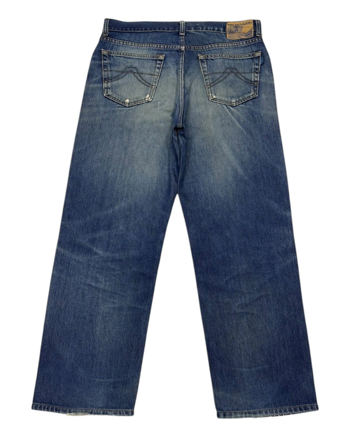 Kenzo × Vintage Vintage KENZO Ripped Distressed BAGGY JEANS Size US 33 - 2 Thumbnail