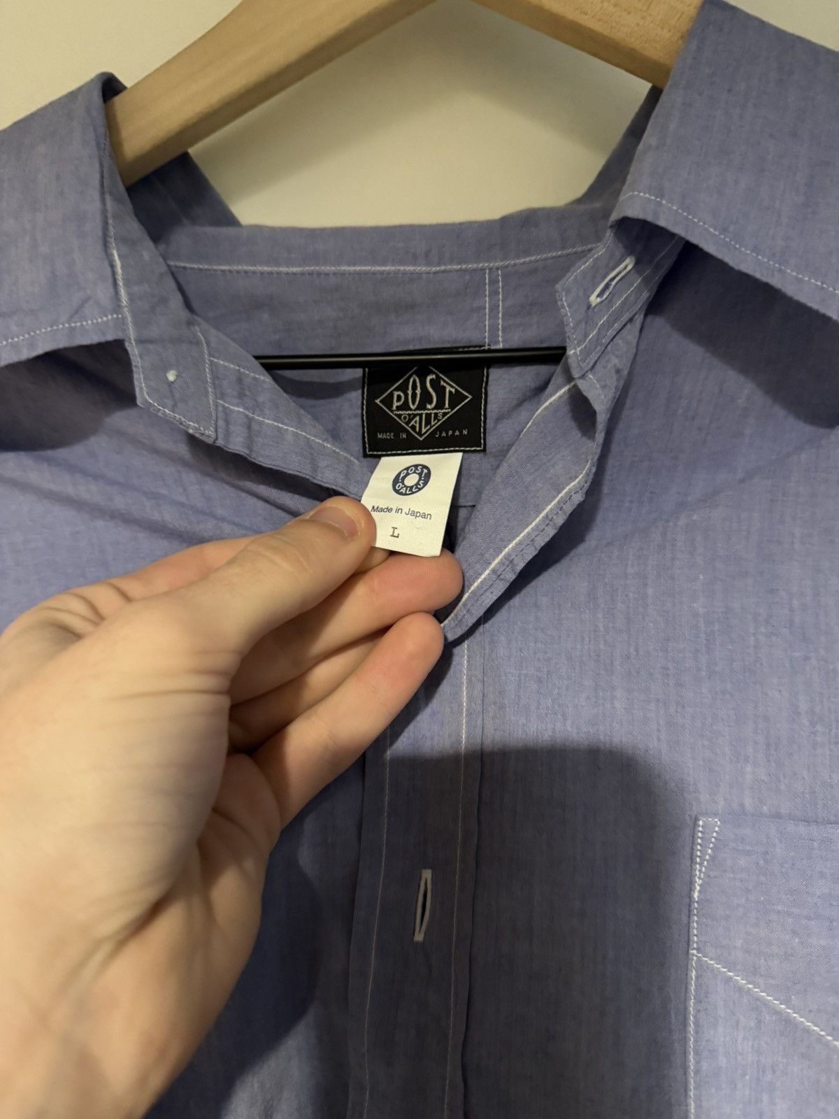 Post Overalls Post O’Alls Japanese lilac Cotton button up shirt Size US L / EU 52-54 / 3 - 6 Thumbnail