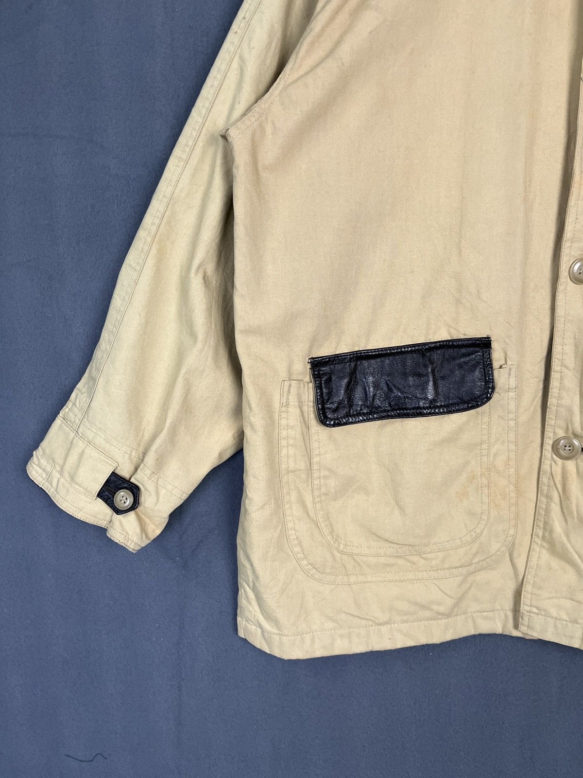 Japanese Brand × Vintage Concret Japan Work Chore Jacket Duck Canvas + Leather Plaid Size US XL / EU 56 / 4 - 4 Thumbnail