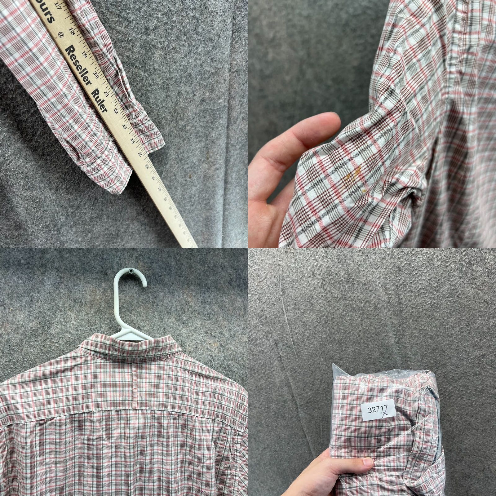 Banana Republic Banana Republic Shirt Mens Large White Red Button-Down Plaid Slim Wash 078 Size US L / EU 52-54 / 3 - 8 Thumbnail