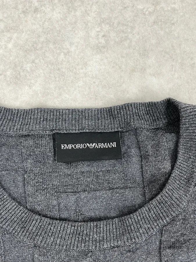Emporio Armani Emporio Armani Grey Square Wool Sweater Size US M / EU 48-50 / 2 - 8 Thumbnail
