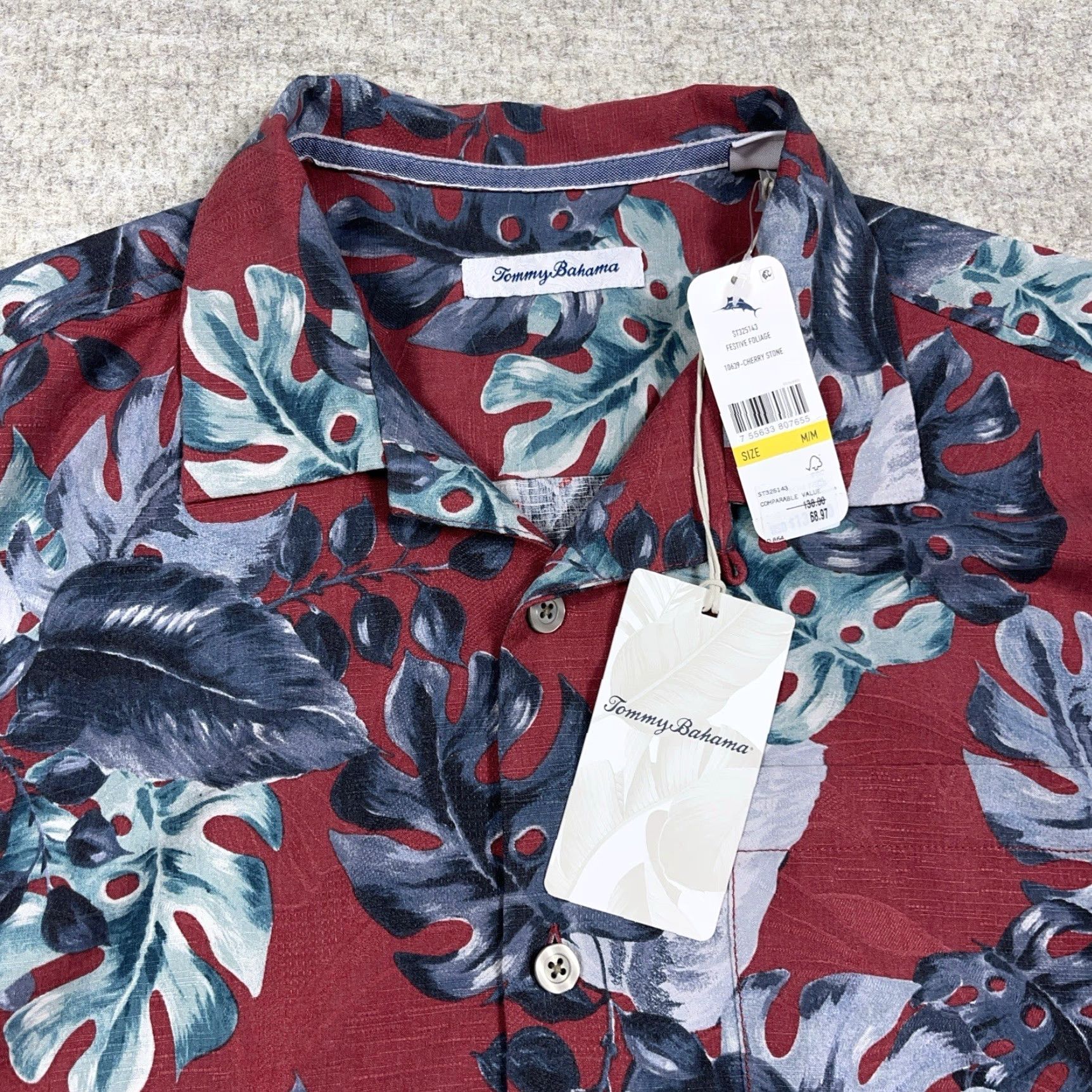 Tommy Bahama Tommy Bahama Island Zone Shirt Men M Red Floral Silk Cotton Hawaiian Button-Up Short Sleeve Size US M / EU 48-50 / 2 - 3 Thumbnail