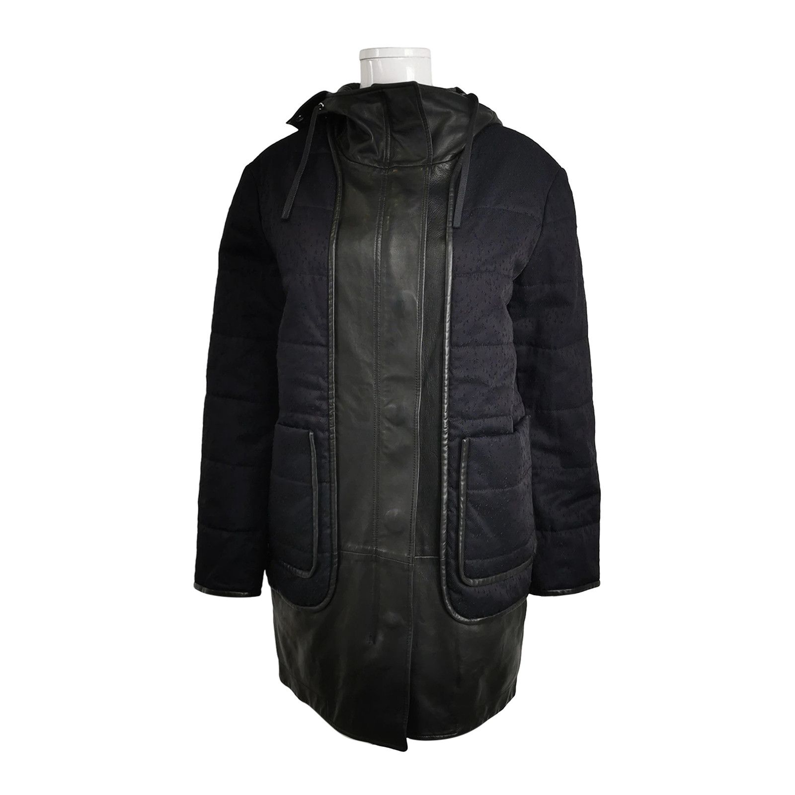 Alexander Wang Alexander Wang Leather Combo Hooded Coat Size 2 Size XS / US 0-2 / IT 36-38 - 1 Thumbnail