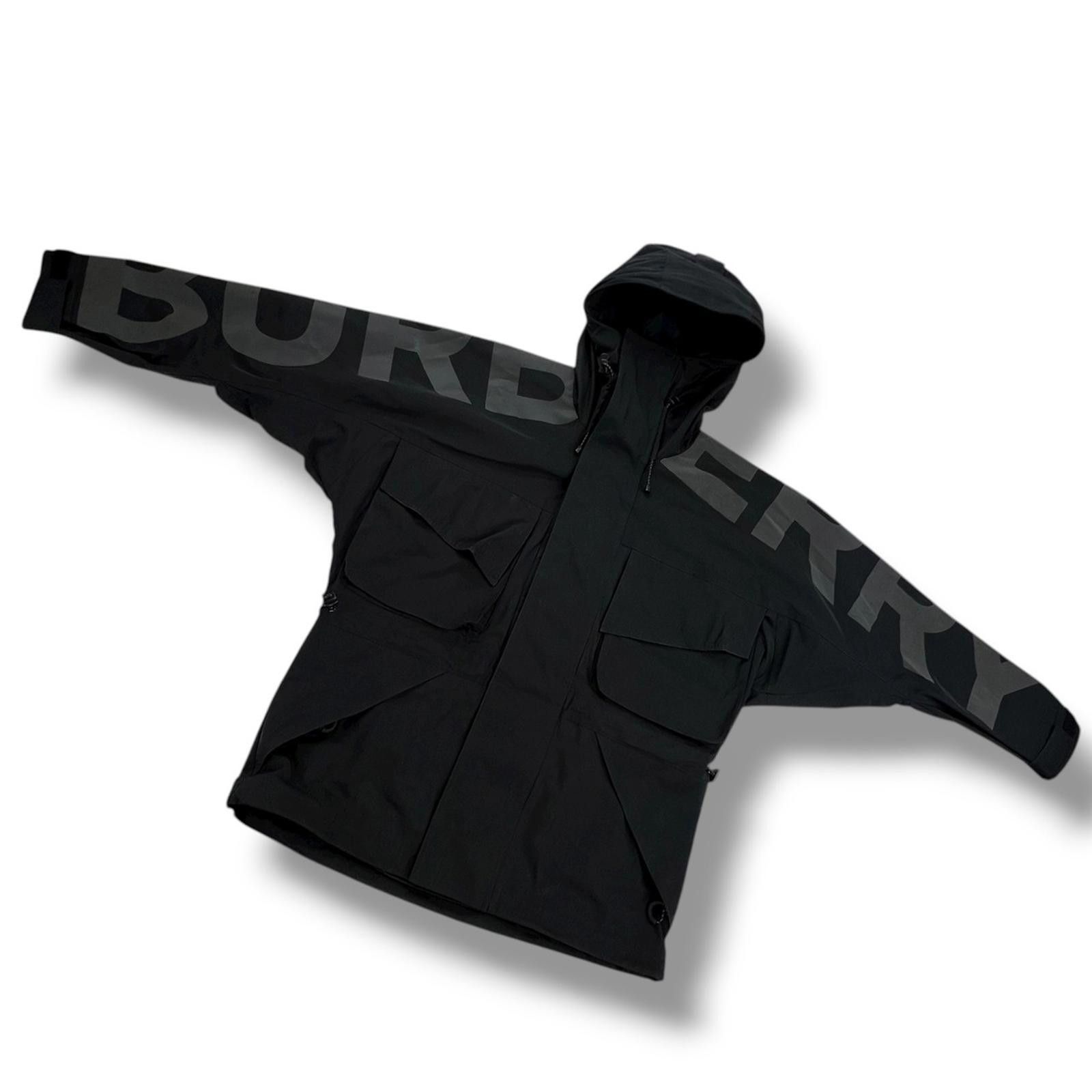 Burberry Burberry Spellout Logo Black Waterproof Jacket Size US L / EU 52-54 / 3 - 3 Thumbnail