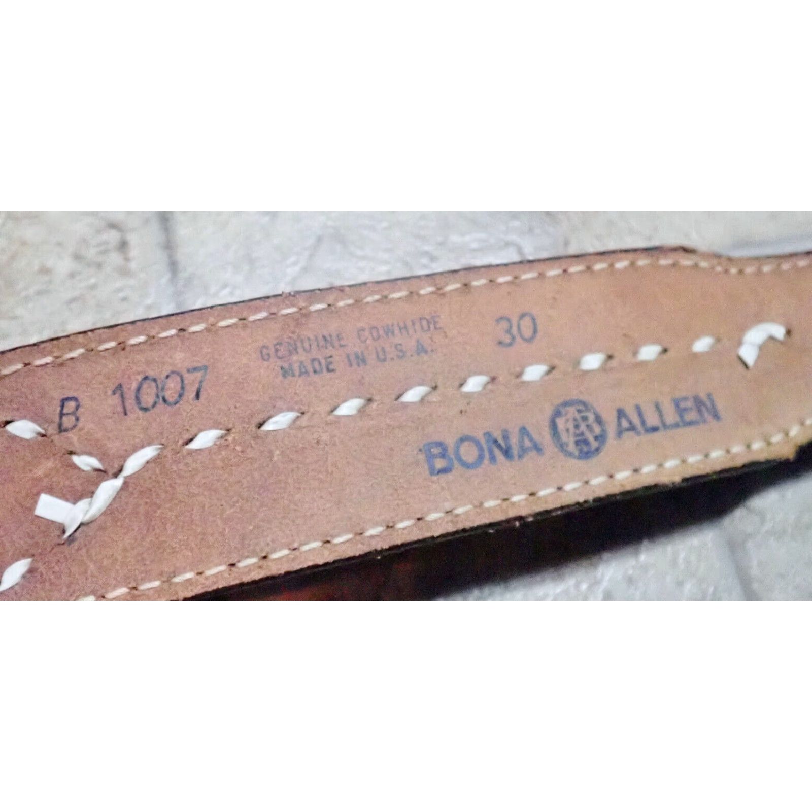 Vintage VINTAGE Bona Allen Belt GINNY Name 30 Brown Tooled Leather Western Belt Womens 70s 80s 90s USA Buckle Size ONE SIZE - 4 Thumbnail