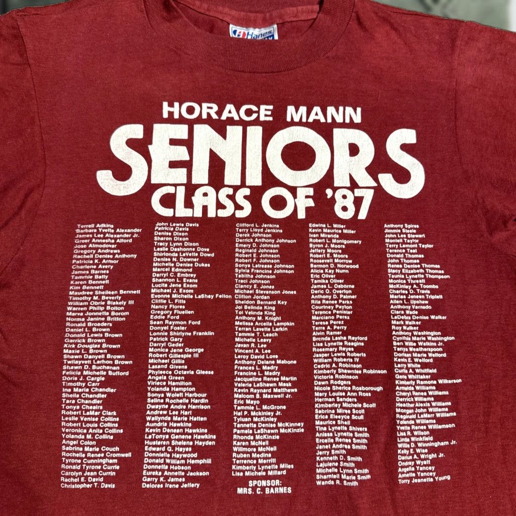 Hanes VINTAGE Horace Mann High School Bronx New York City Red Hanes T-Shirt Small S Unisex Adults Shirt 1987 City Mens Womens Size US S / EU 44-46 / 1 - 1 Thumbnail