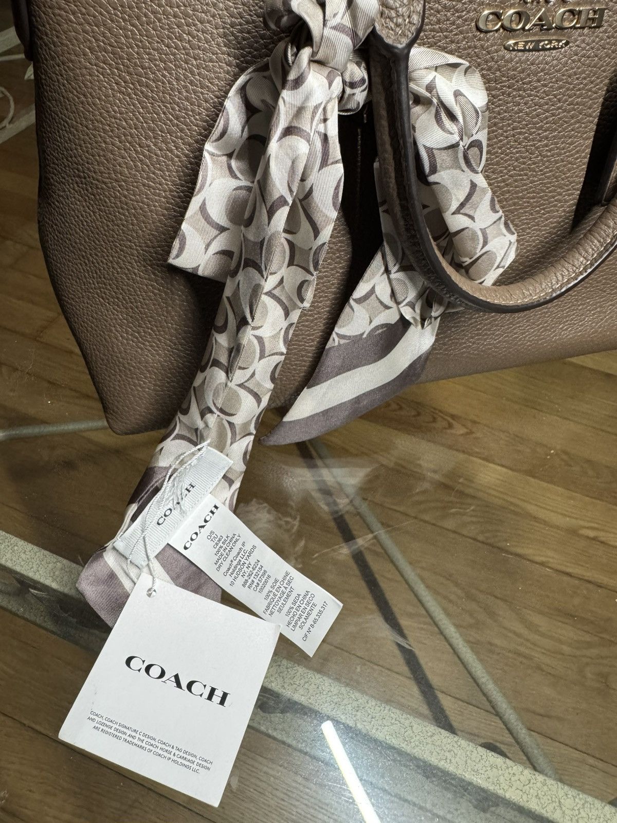 Coach Coach CR156 Dark Stone Pebble Leather Crossbody Bag w/ Scarf Size ONE SIZE - 7 Thumbnail