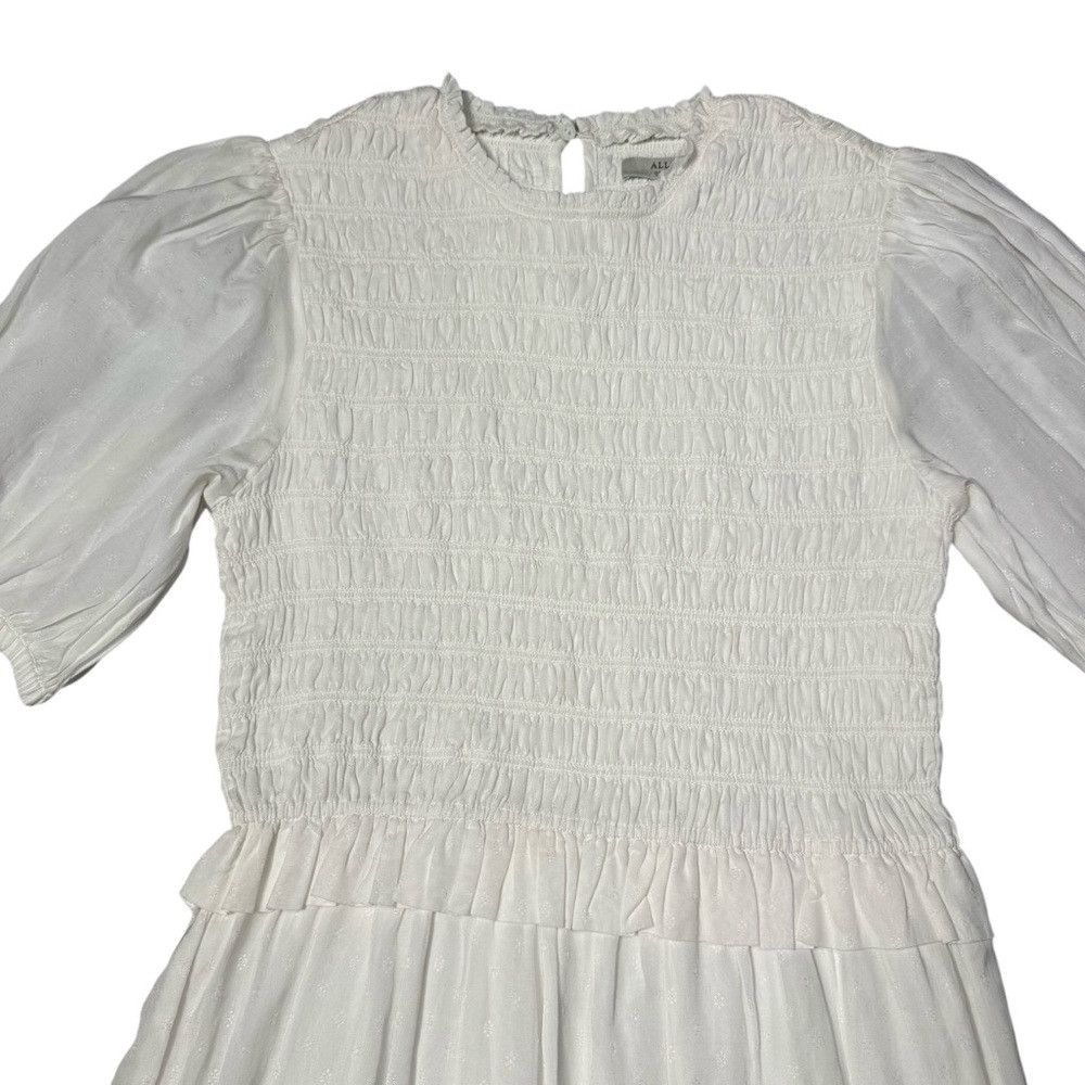 Allsaints New AllSaints Jaya Smocked Ruffle Ivory Viscose Mini Dress Size S / US 4 / IT 40 - 9 Thumbnail