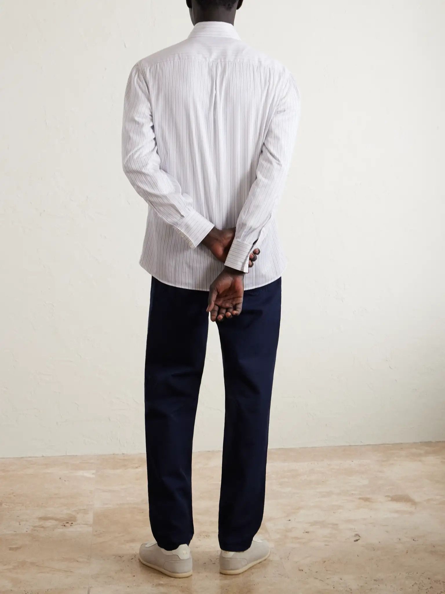 Brunello Cucinelli o1y0526 Striped Shirt in White Size US M / EU 48-50 / 2 - 3 Thumbnail