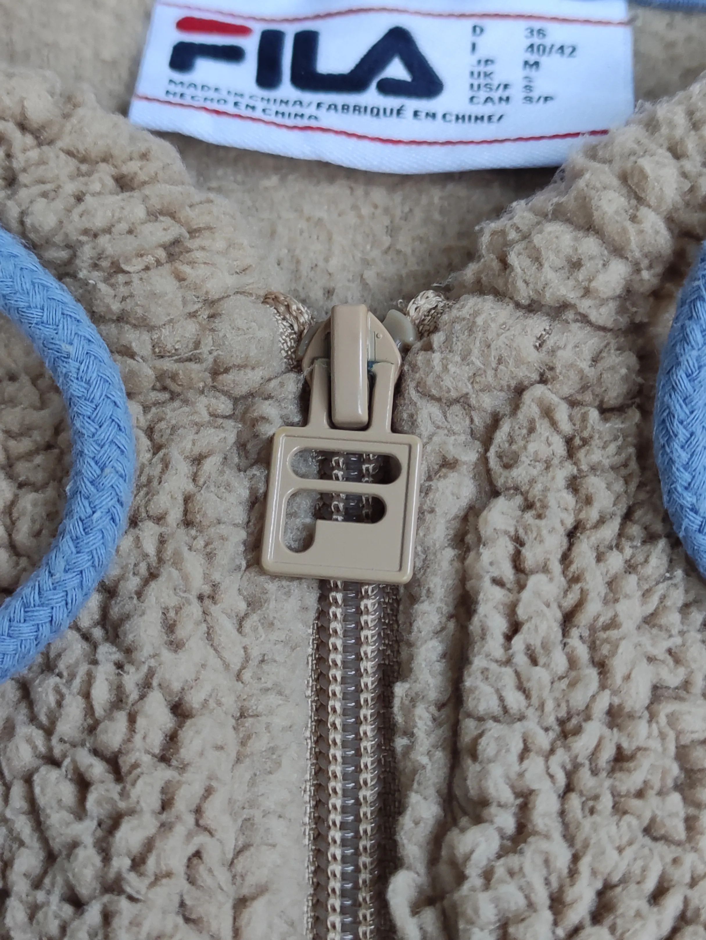 Fila FILA Sherpa Fleece Zip-Up Hoodie Beige Retro Streetwear Size US S / EU 44-46 / 1 - 3 Thumbnail