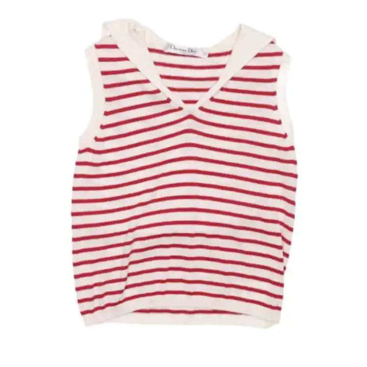Dior Dior Striped Embroidered Sleeveless Knit Top 0079 Size XS / US 0-2 / IT 36-38 - 1 Thumbnail