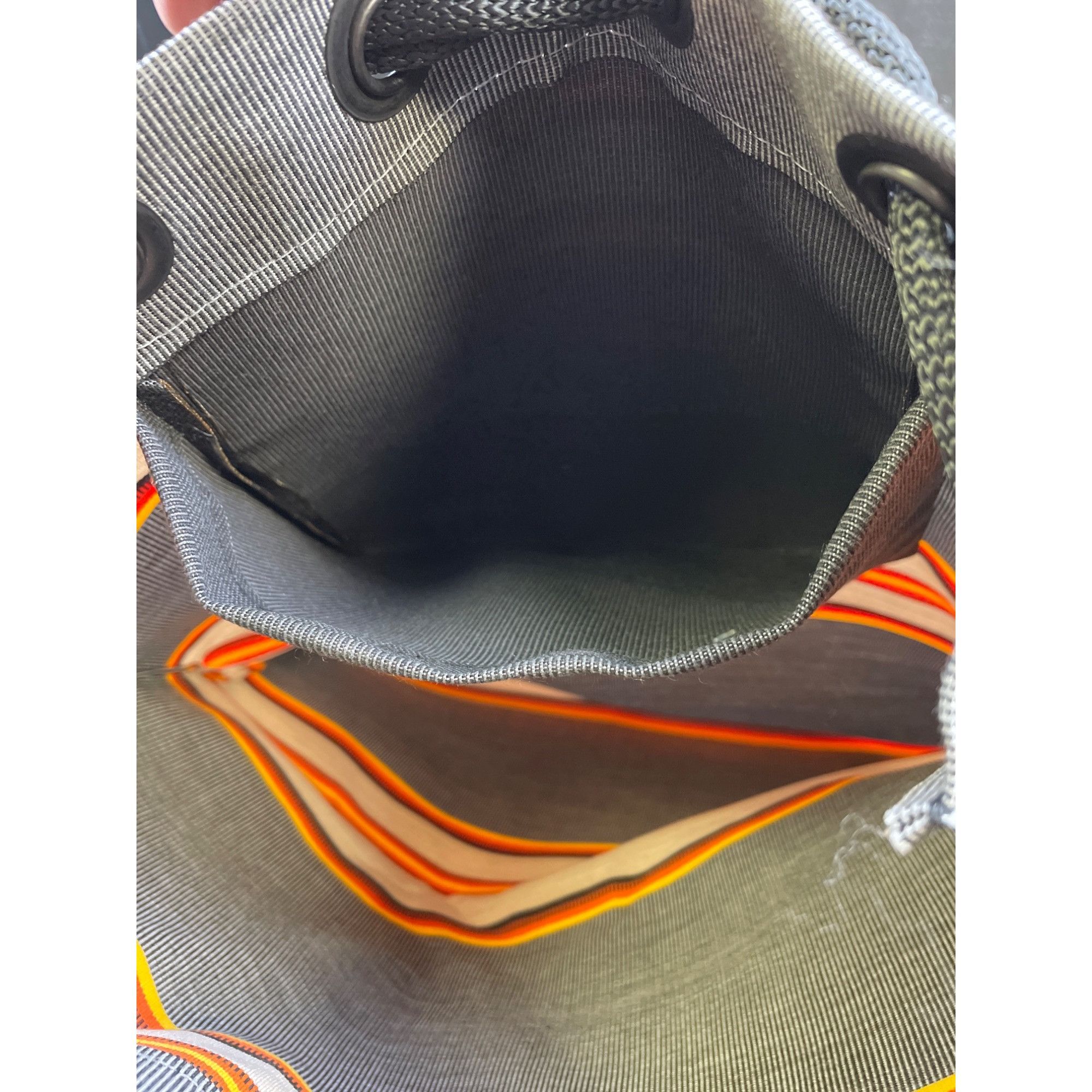 Other Unisex Draw String Back Pack Gray/Orange Water & Fade resist Size ONE SIZE - 6 Thumbnail