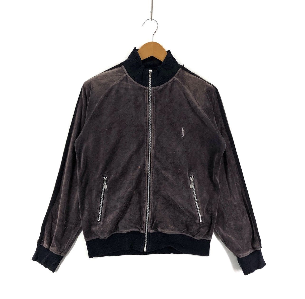image of Dj Honda Zipper Sweater Fleece 1724-65 in Black Velvet, Men's (Size Medium)