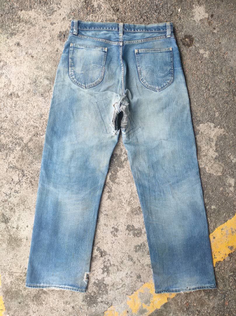 Union LA VINTAGE UNION MADE SELVEDGE FADED RIPPED JEANS DENIM PANTS Size US 34 / EU 50 - 3 Thumbnail