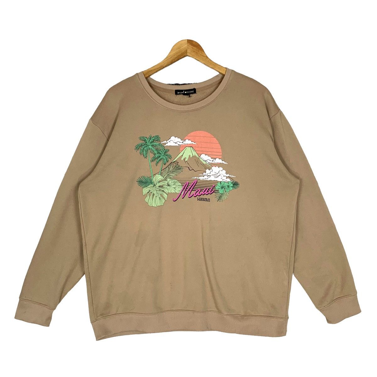 Vintage Social Scene Maui Hawaii Crewneck Sweatshirt Size L
